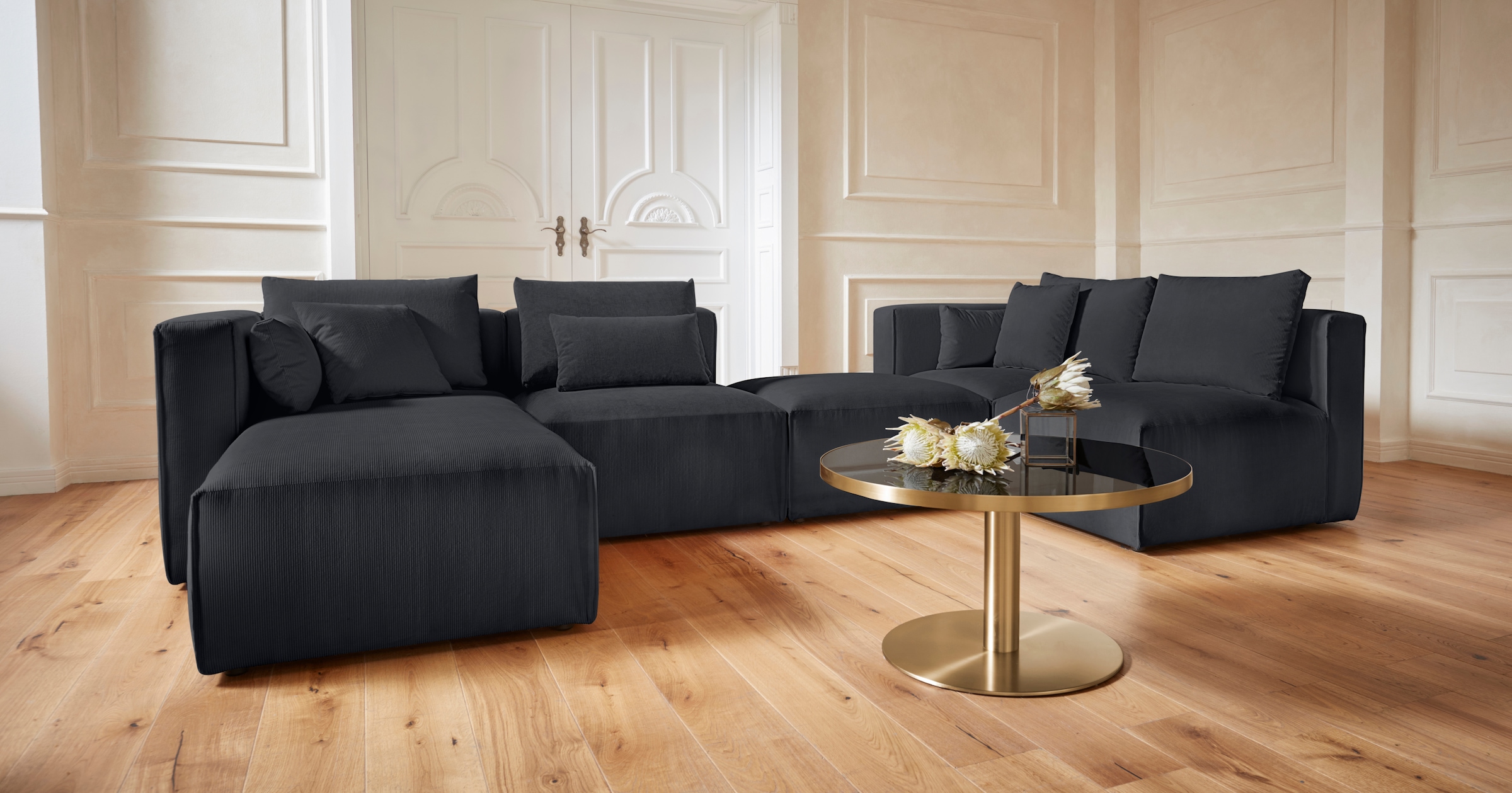 Home affaire Wohnlandschaft "Comfine U-Form", zusammengesetzt aus Modulen, günstig online kaufen