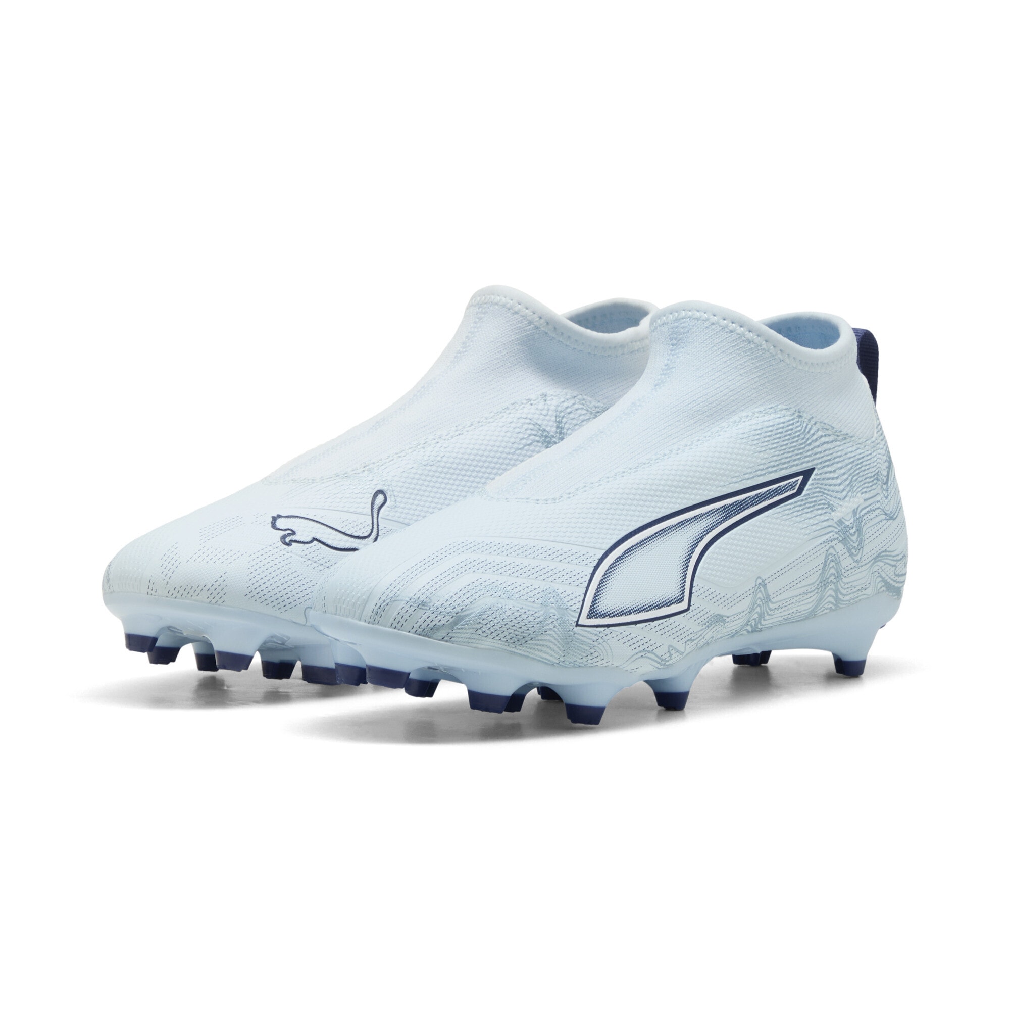 Fußballschuh PUMA "ULTRA 6 MATCH+ FG/AG Fußballschuhe ohne Schnürung Jugendliche", Kinder, Gr. 35, icy blau weiß jewel, Obermaterial: Textil, Synthetik; Futter: Textil, Synthetik; Innensohle: Textil; Laufsohle: Synthetik, Schuhe Fußballschuh