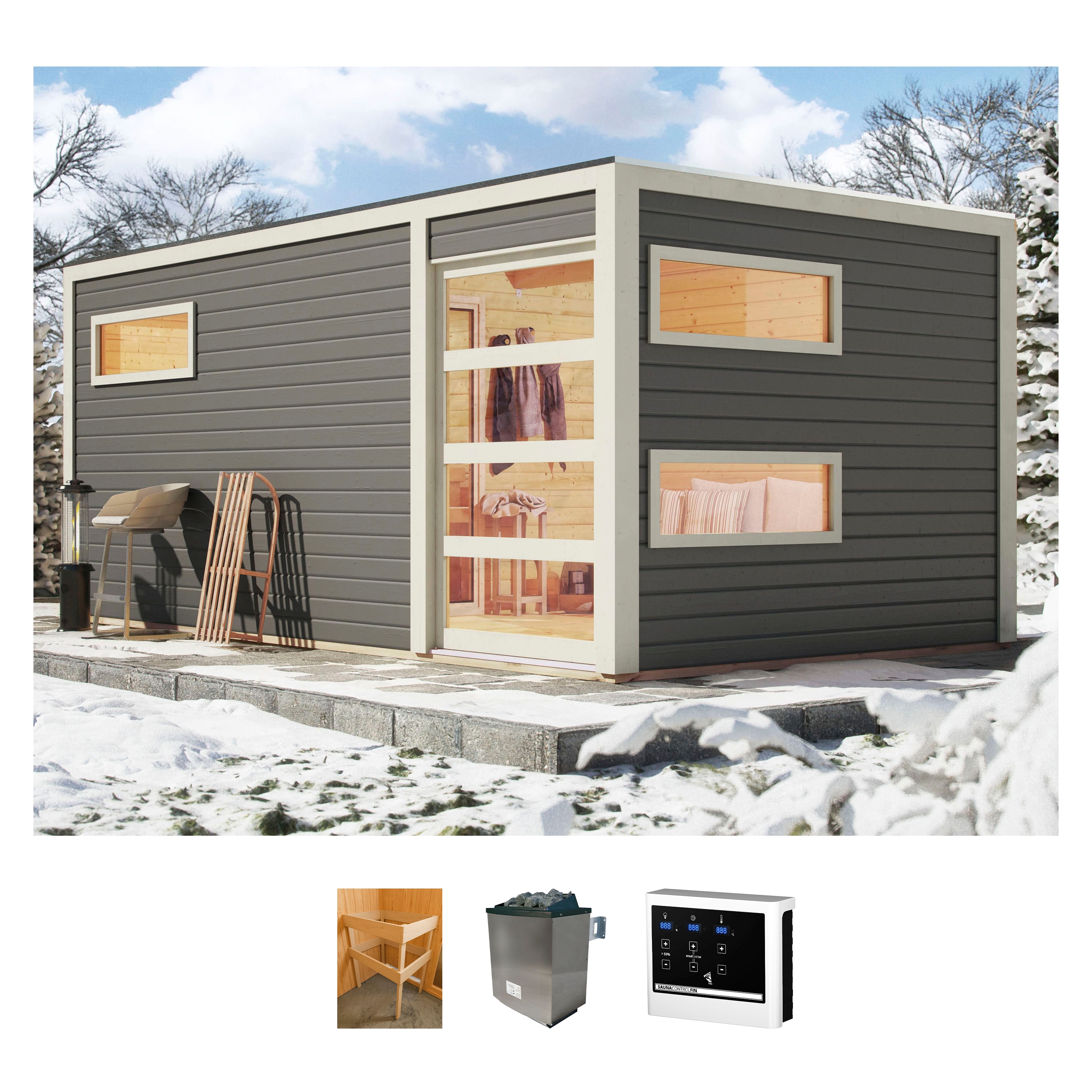 KONIFERA 1100000002199 "Hagen" Set, Ofen 9 KW externe Strg easy
