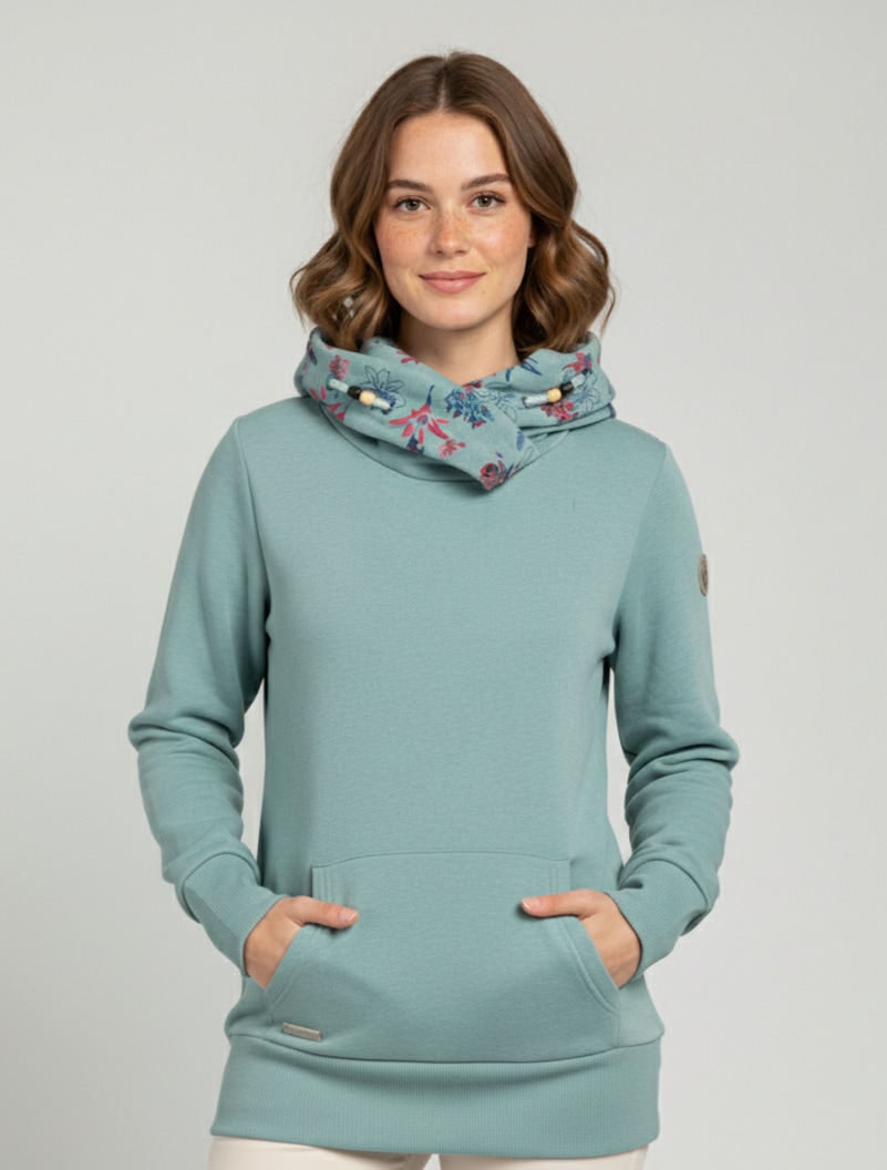 Ragwear Sweatshirt "ANGELLIKA FLOWERS O" mit asymmetrischem Schalkragen günstig online kaufen