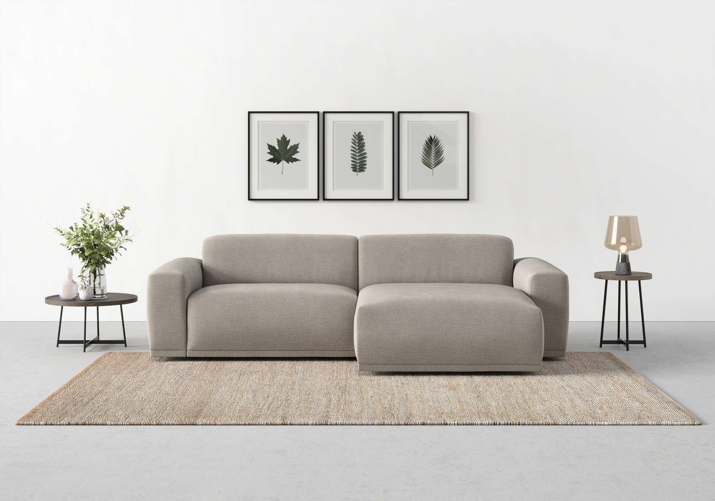 TRENDMANUFAKTUR Ecksofa "Braga, mit hochwertigem Kaltschaum, L-Form, Japandi-Design" modernes Sofa, Couch mit hohem Sitzkomfort, 255/72/160 cm (B/H/T)