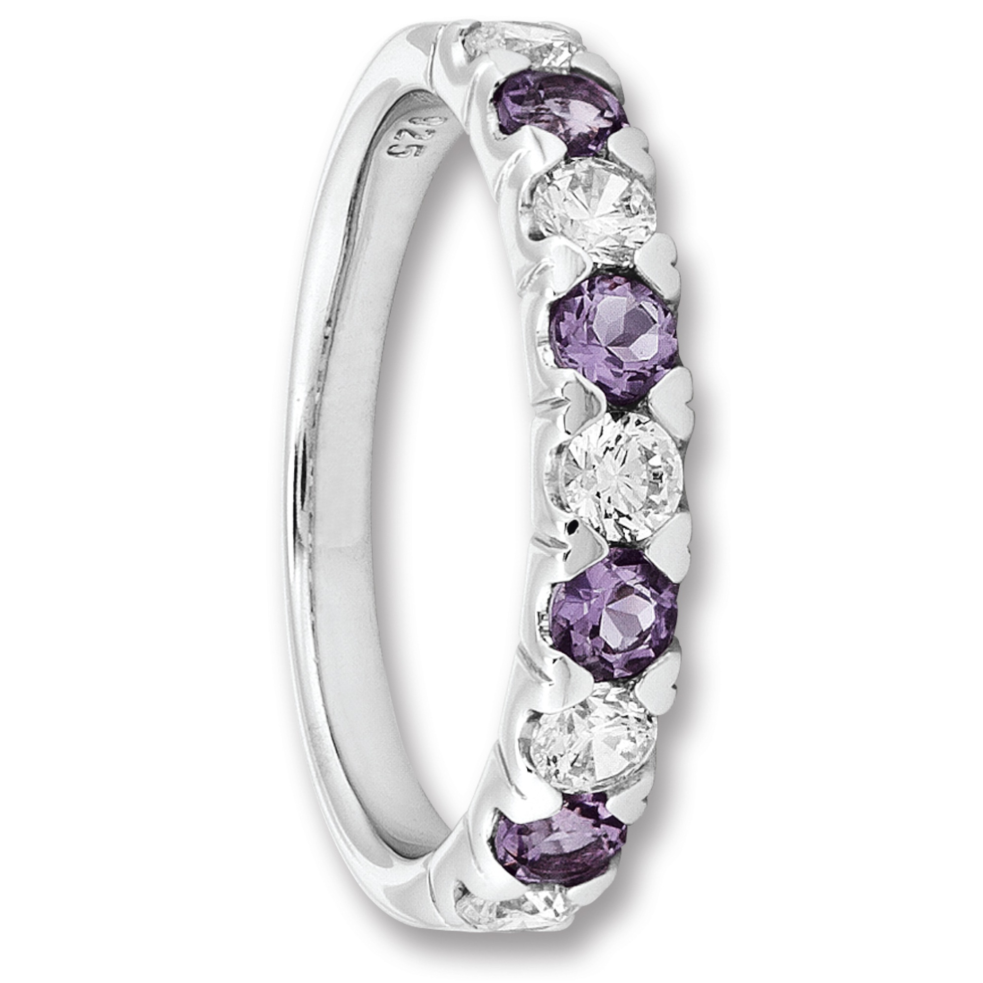 Silberring ONE ELEMENT "Zirkonia & Amethyst Ring aus 925 Silber" Gr. 52, silber, Fingerringe, Damen, 52,mit Zirkonia, Silber 925 (Sterlingsilber), Silberring, Persönlicher Akzent – schlicht, modern, aussagekräftig