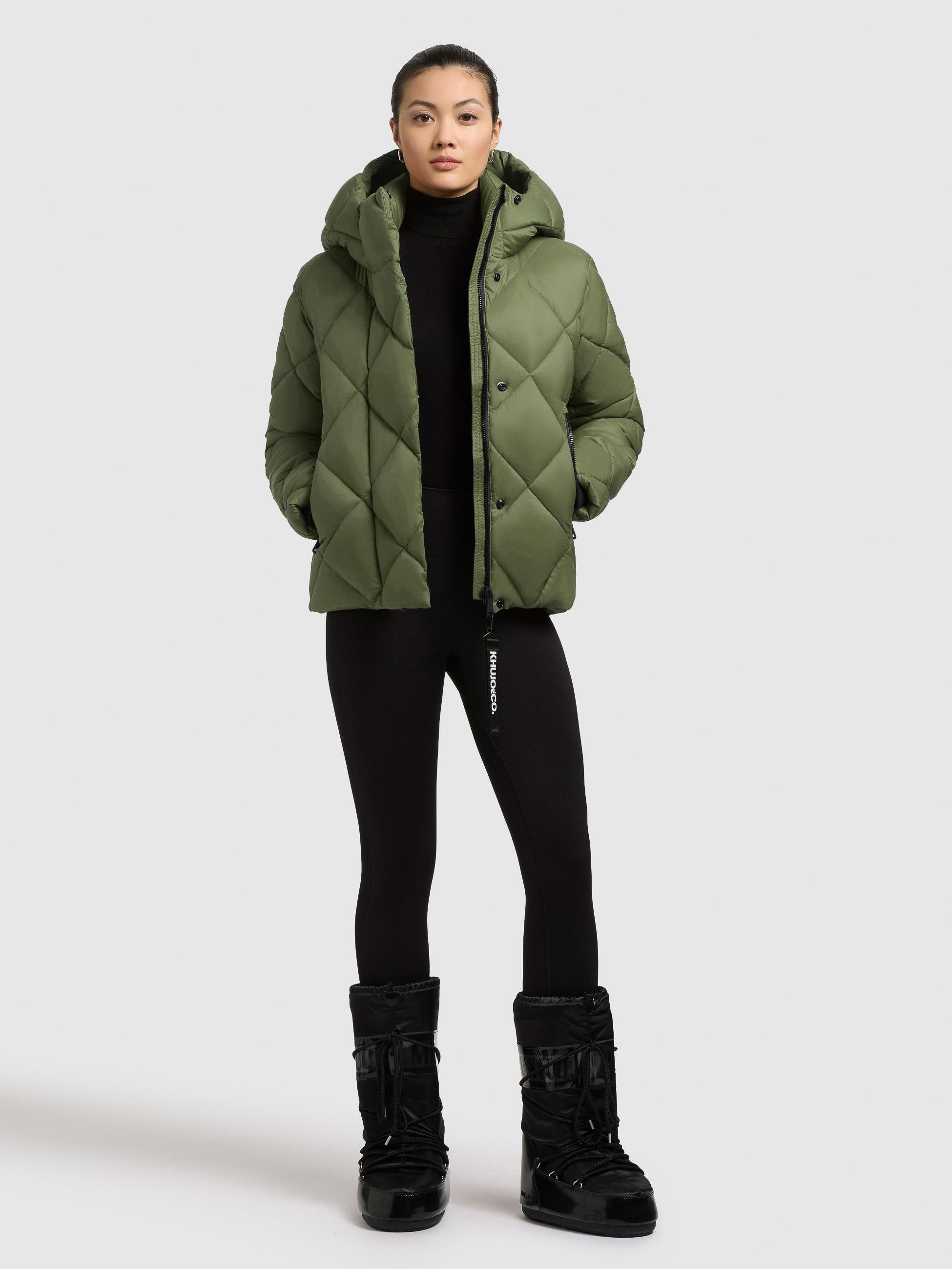 Steppjacke KHUJO "Lilian", Damen, Gr. XXL (44), grün, Obermaterial: 100% Nylon; Innenfutter: 100% Nylon; Wattierung: 100% Polyester, gerade hüftbedeckend, hoch geschlossener Ausschnitt, eng Rippstrickbündchen, Jacken Steppjacke, Damen Winterjacke mit Karo 3