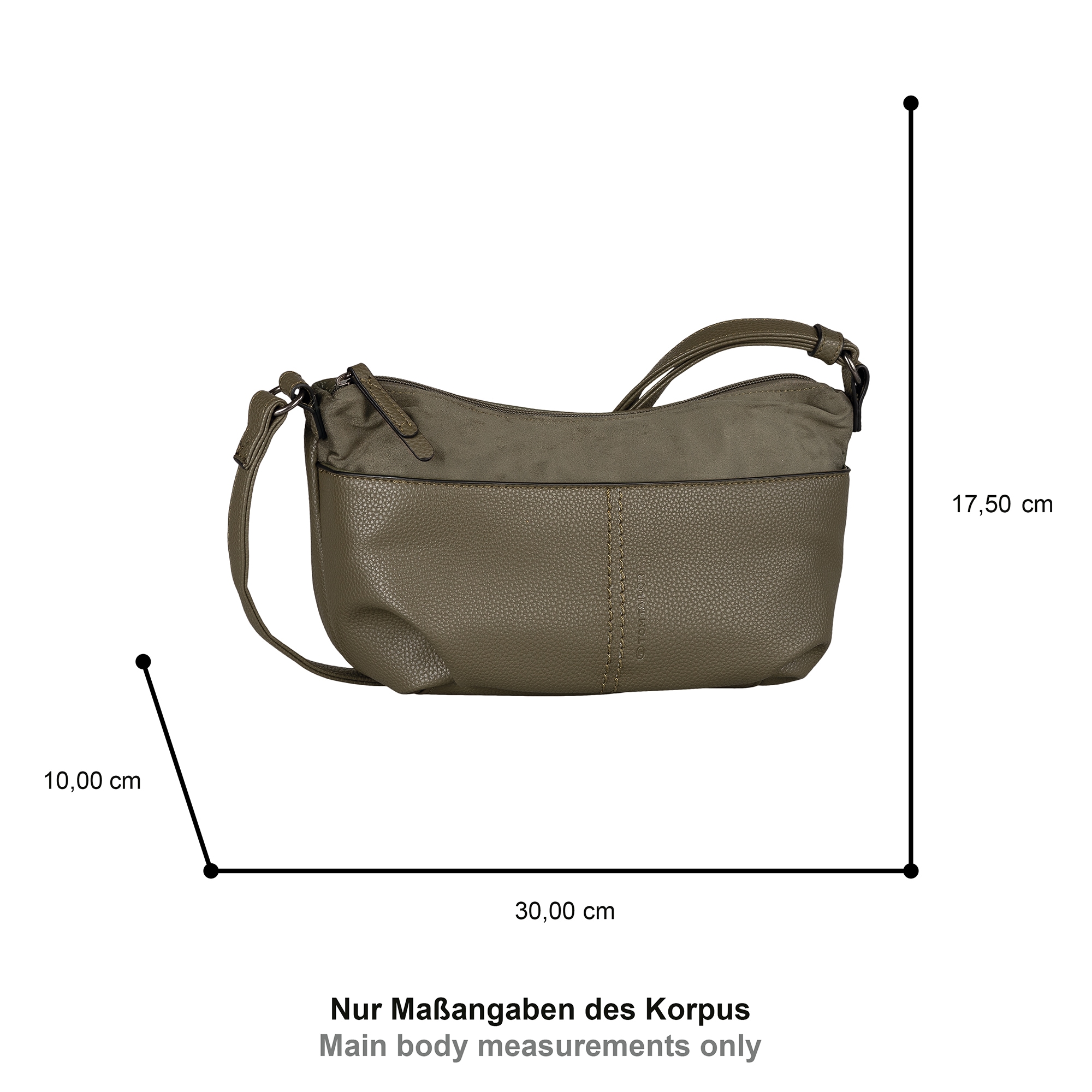 TOM TAILOR Handtasche »Miha«, weiches Veloursimitat mit soft genarbtem Lederimitat und viel Platz