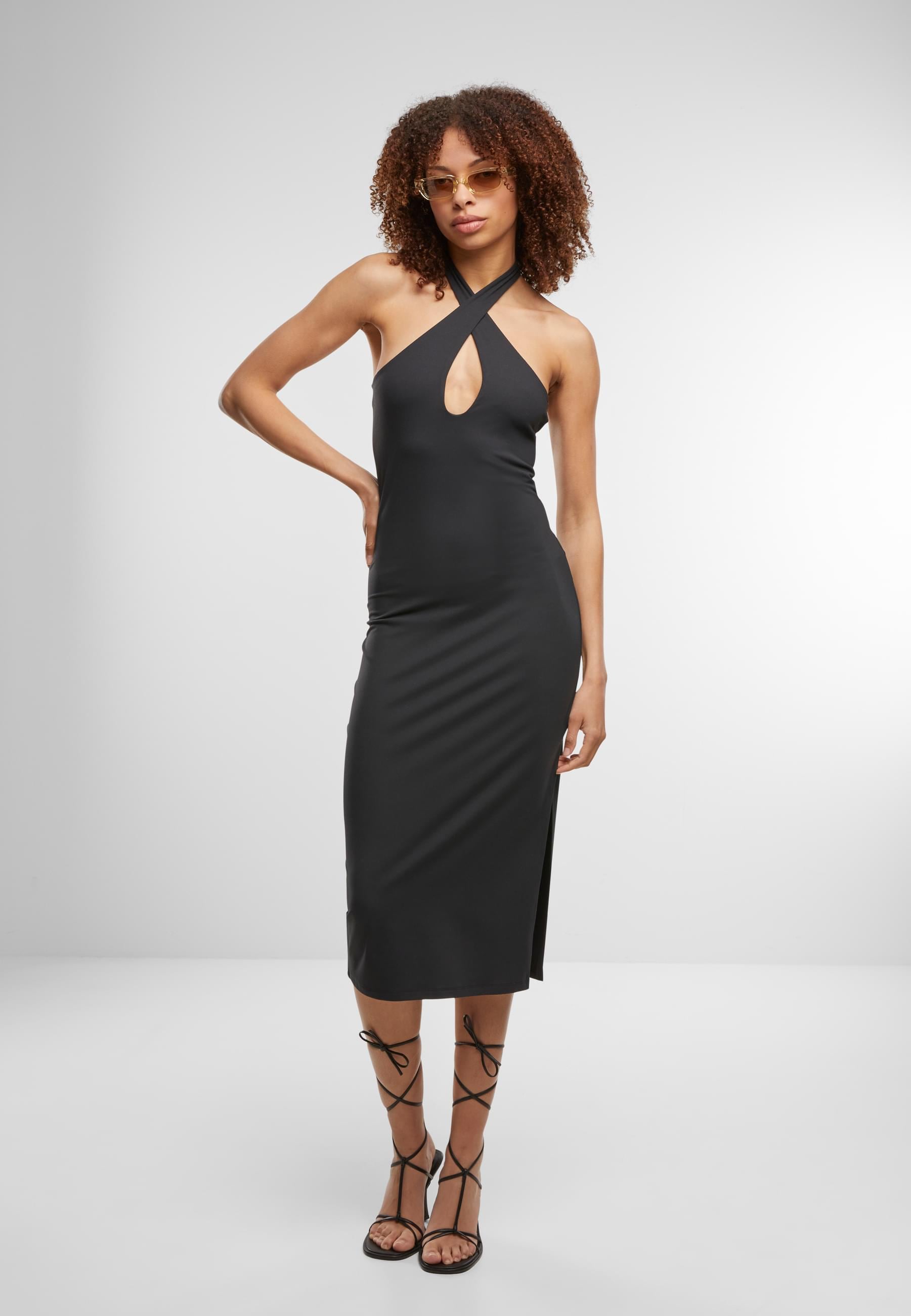 URBAN CLASSICS Shirtkleid »Urban Classics Ladies Crossed Neckholder Dress«, (1 tlg.)