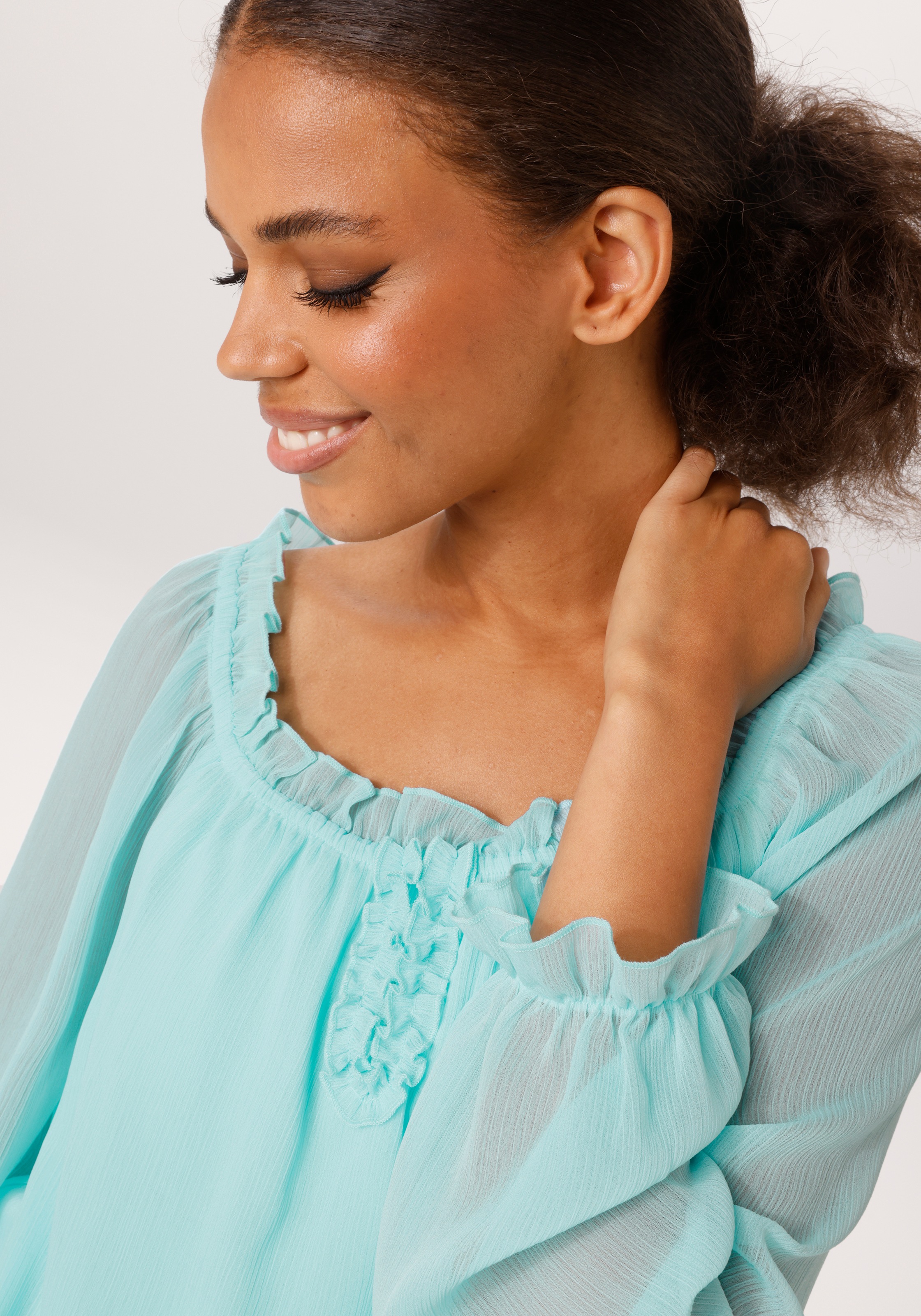 Thumbnail - Aniston CASUAL Schlupfbluse aus strukturiertem Chiffon - NEUE KOLLEKTION