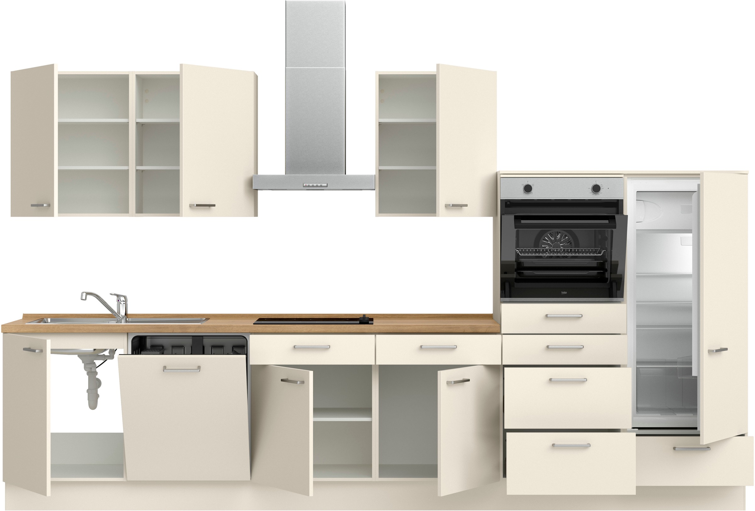 nobilia® Küchenzeile »"Touch I"« vormontiert, Ausrichtung wählbar, Breite 360 cm, wahlw. mit E-Geräten