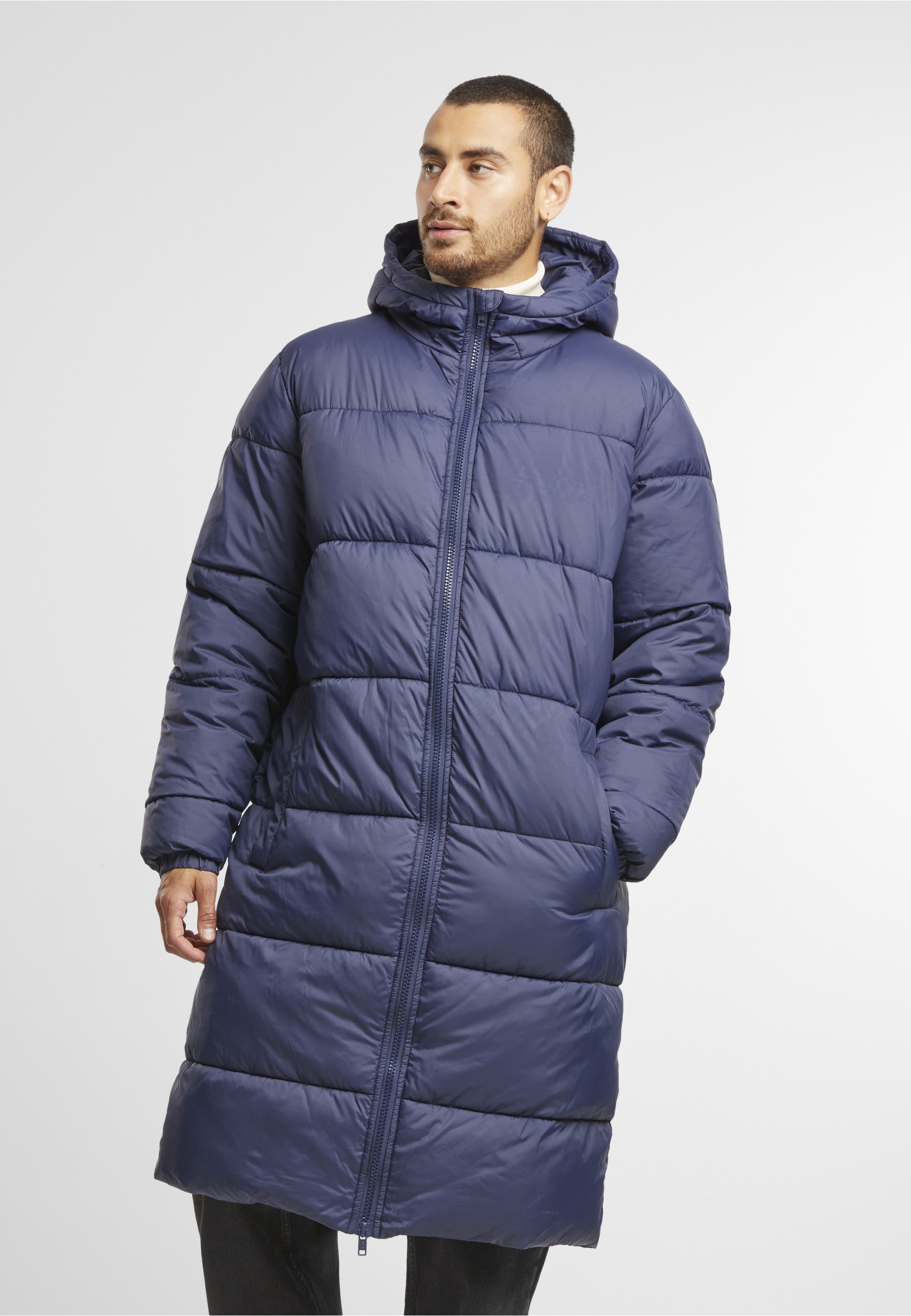 URBAN CLASSICS Winterjacke »Urban Classics Mens Long Puffer Coat« 1 Stk. tlg. mit Kapuze