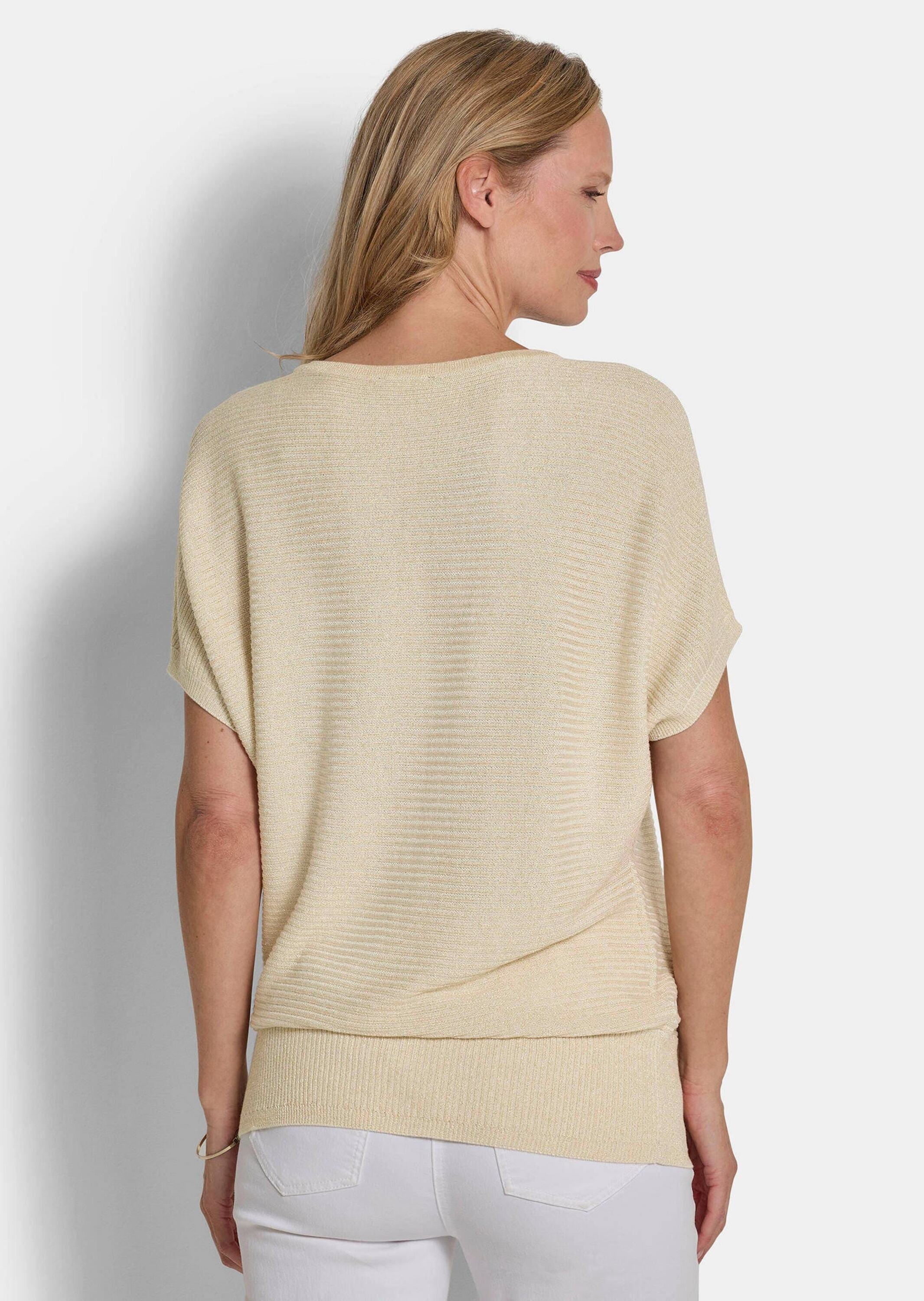 Thumbnail - GOLDNER Rundhalspullover "Kurzgröße Viskosepullover mit Glanzeffekt" metallisierendes Garn im Strick verarbeitet