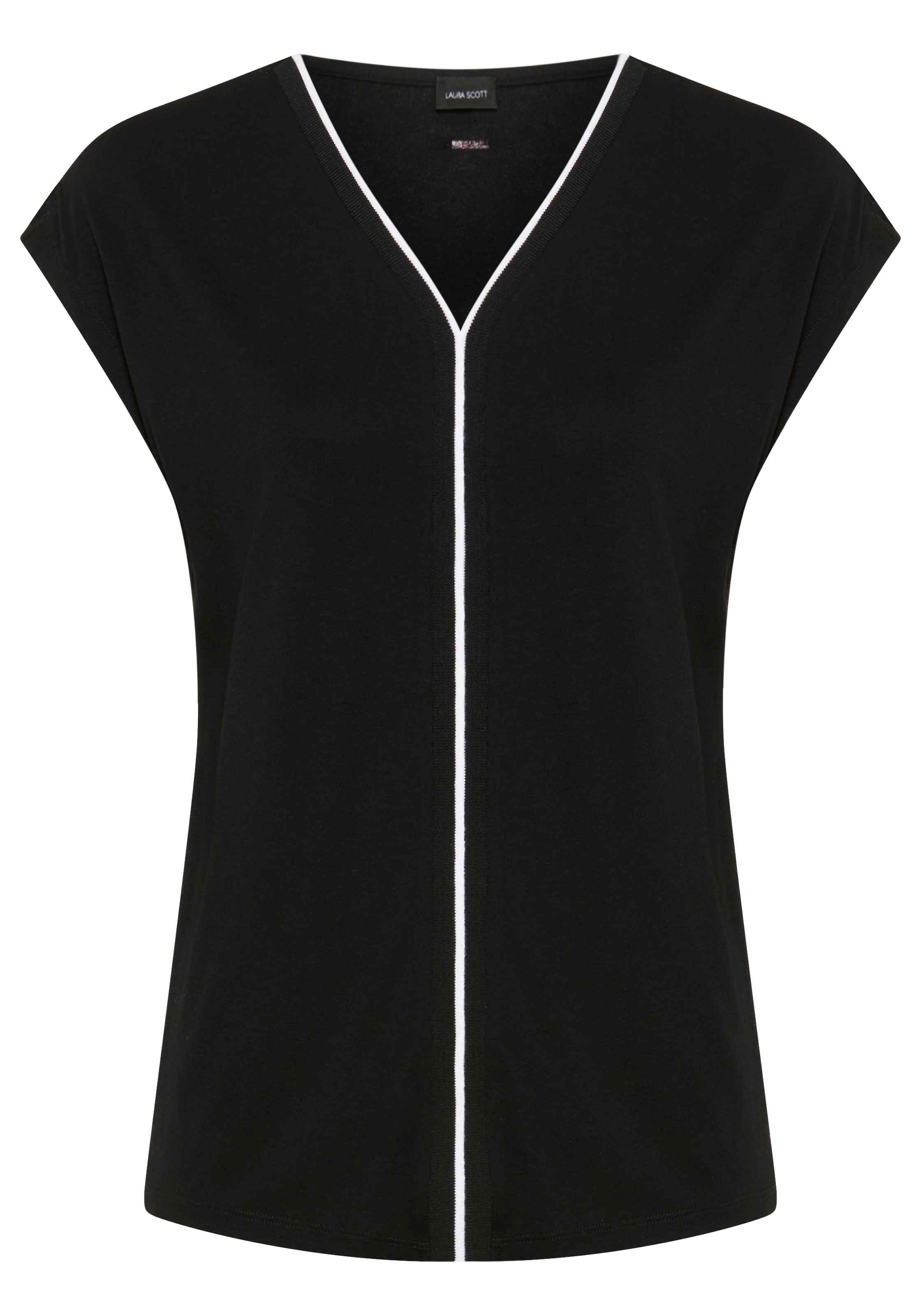 Laura Scott V-Shirt mit elegantem Kontrast-Tape