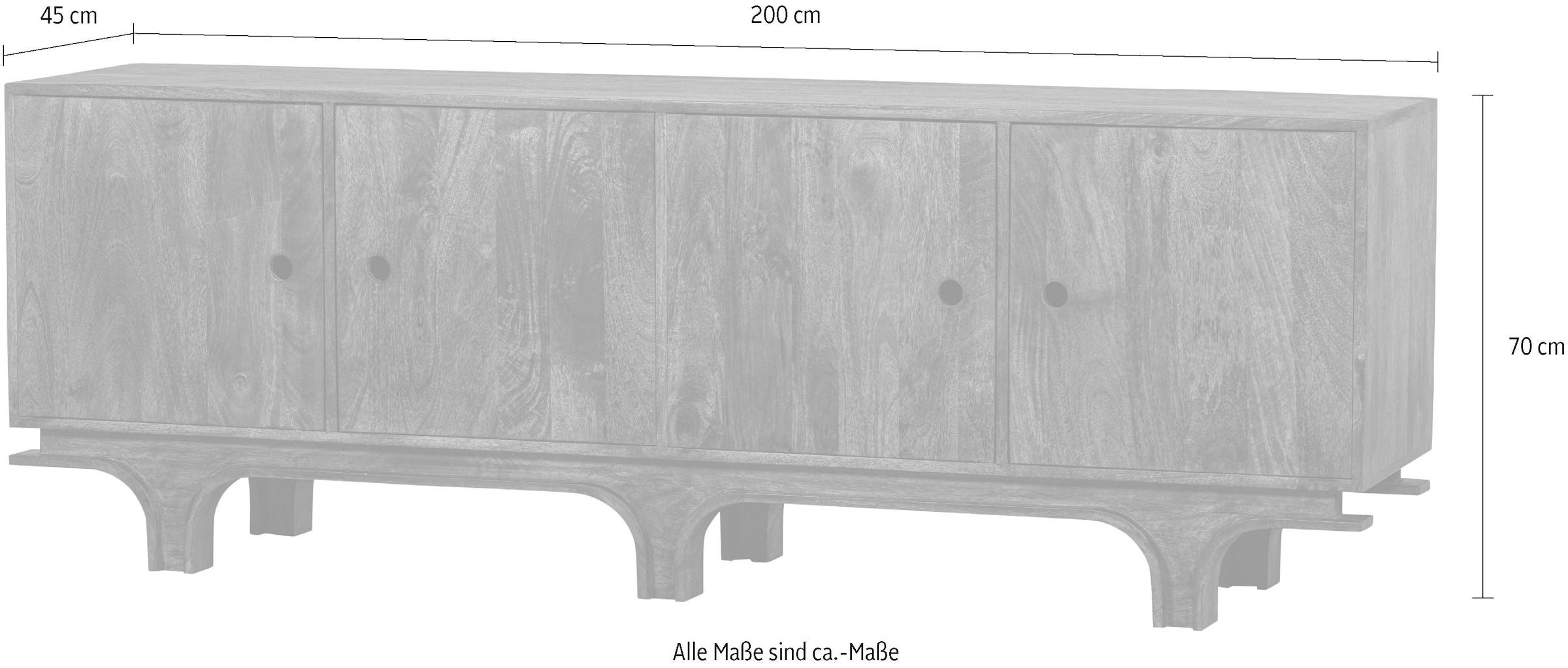 WOOOD Sideboard aus Mangoholznmit markanter Maserung und Unikat-Charakter