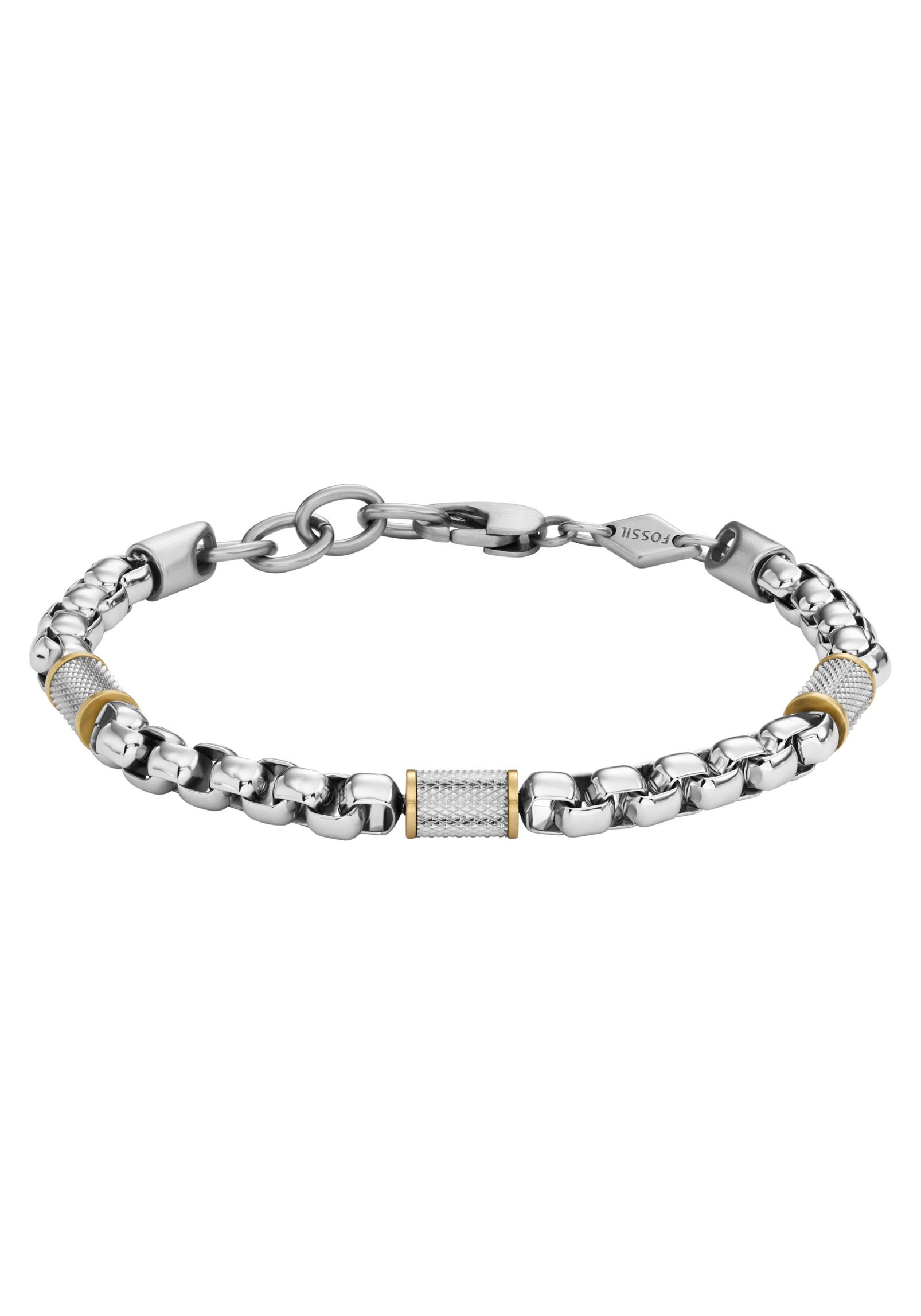 Edelstahlarmband FOSSIL "Schmuck Geschenk Edelstahl Armschmuck JEWELRY", gold (edelstahlfarben, gelbgoldfarben), Armbänder, Damen, 19,5cm, Edelstahl, Edelstahlarmband 3