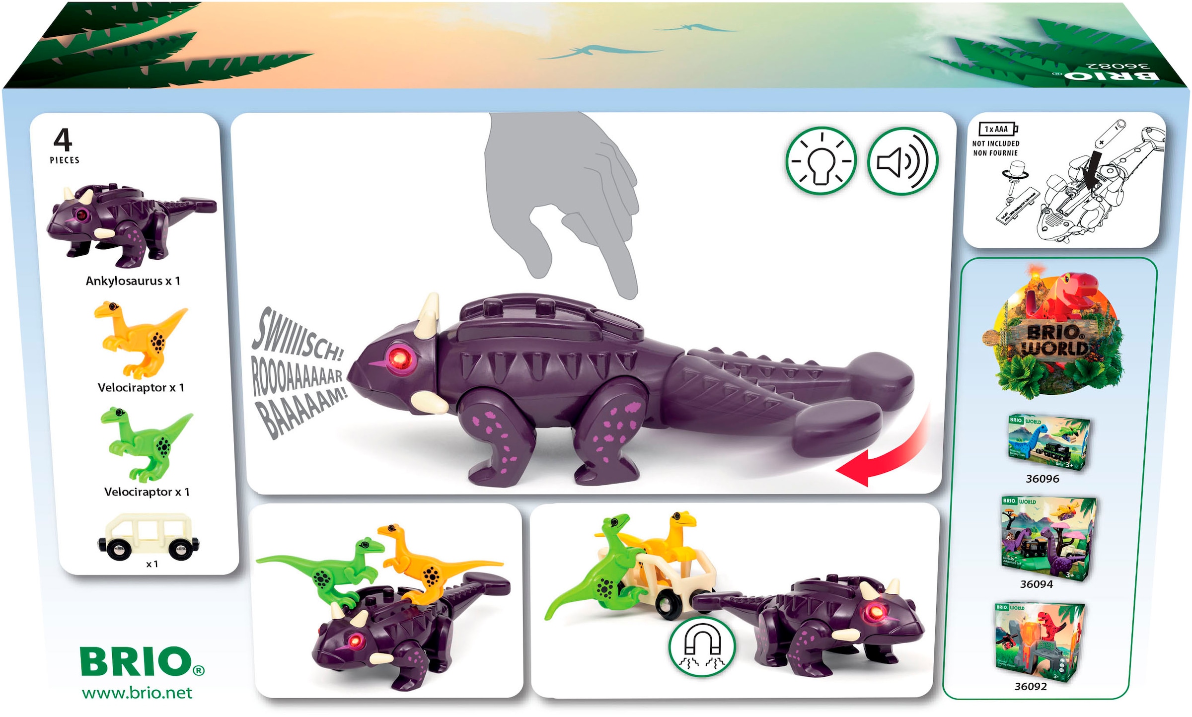 BRIO® Actionfigur »BRIO World - Dinosaurier Ankylosaurus«, mit Licht und Sound