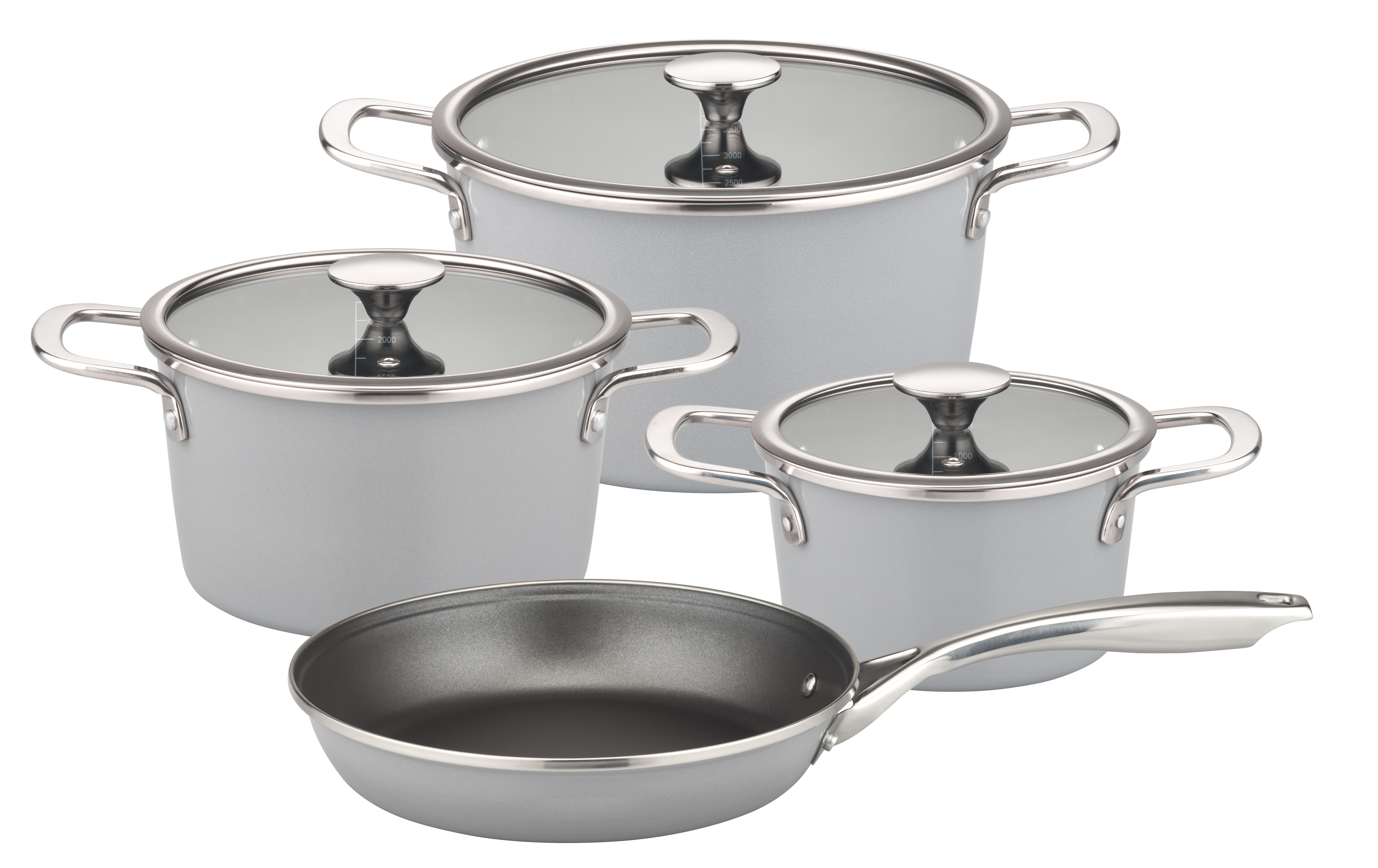 GSW Topf-Set "Stratos" Set, 7 tlg. tlg. Edelstahl Stahl-Emaille