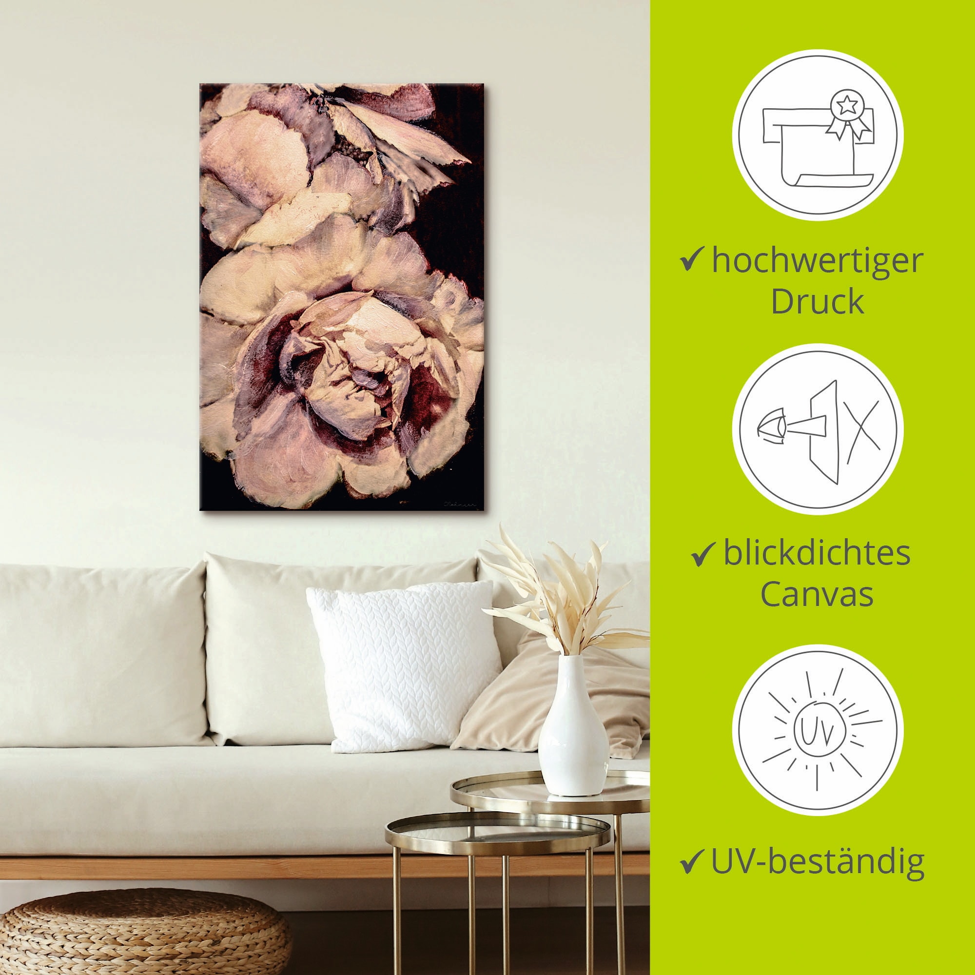 Artland Leinwandbild »Pfingsrose III«, Blumen, (1 St.), auf Keilrahmen gespannt