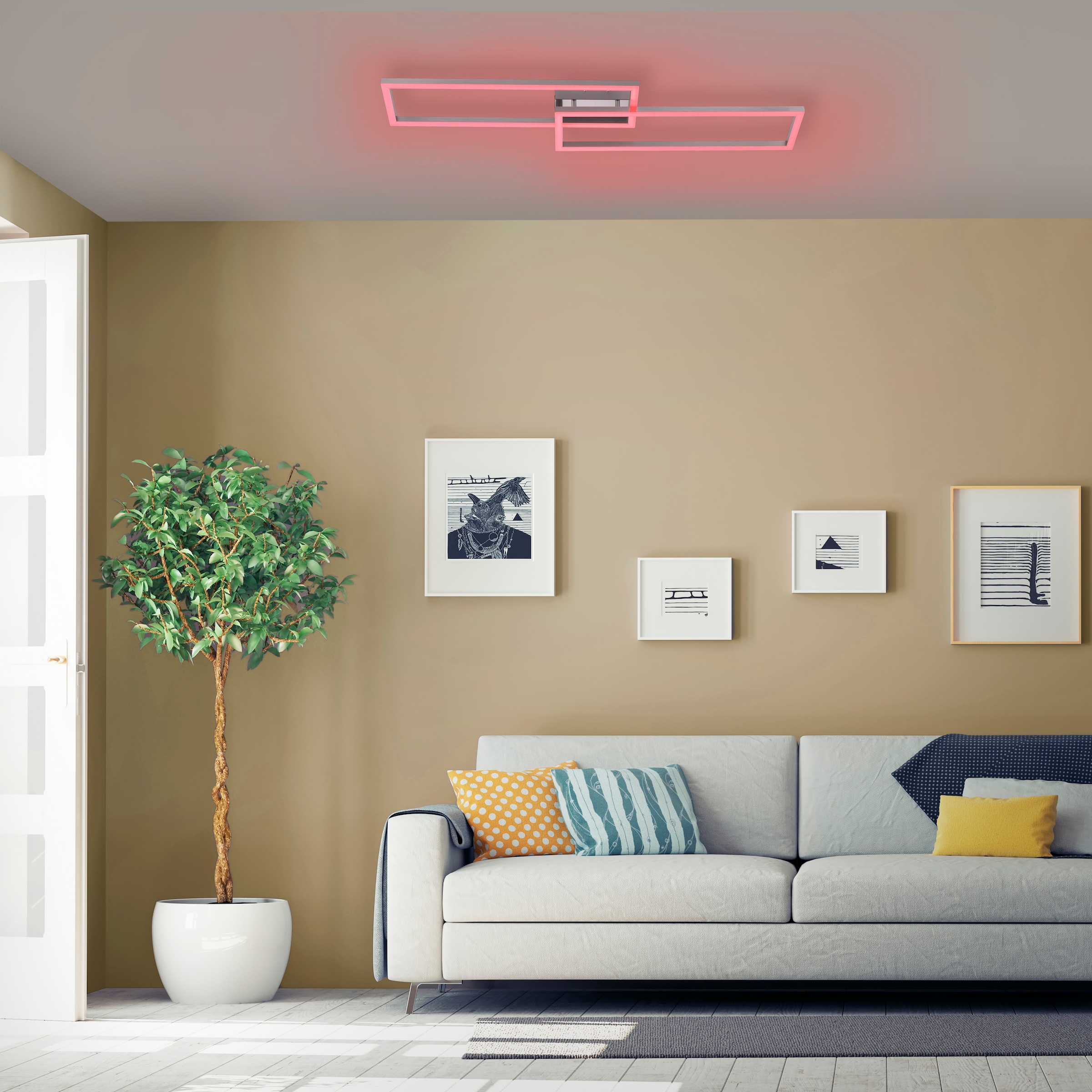 Leuchten Direkt Deckenleuchte »Ls-MAXI«, 2 flammig-flammig, RGB+tunable  white, Infrarot inkl., Fernbedienung, Smarthome fähig | BAUR