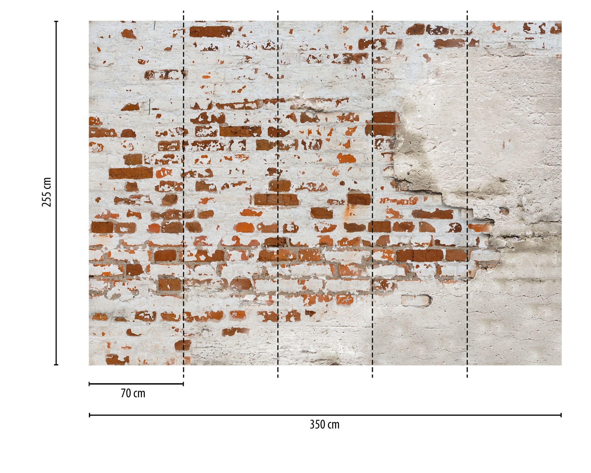 A.S. Création Vliestapete »Fototapete Backstein Maueroptik Weiß Rot Used Look« matt strukturiert