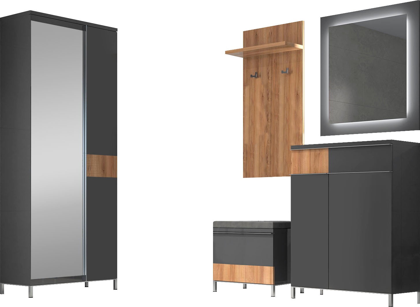 Places of Style Garderoben-Set "Onyx", (Set, 5 St., Garderobenschrank,Schuh günstig online kaufen