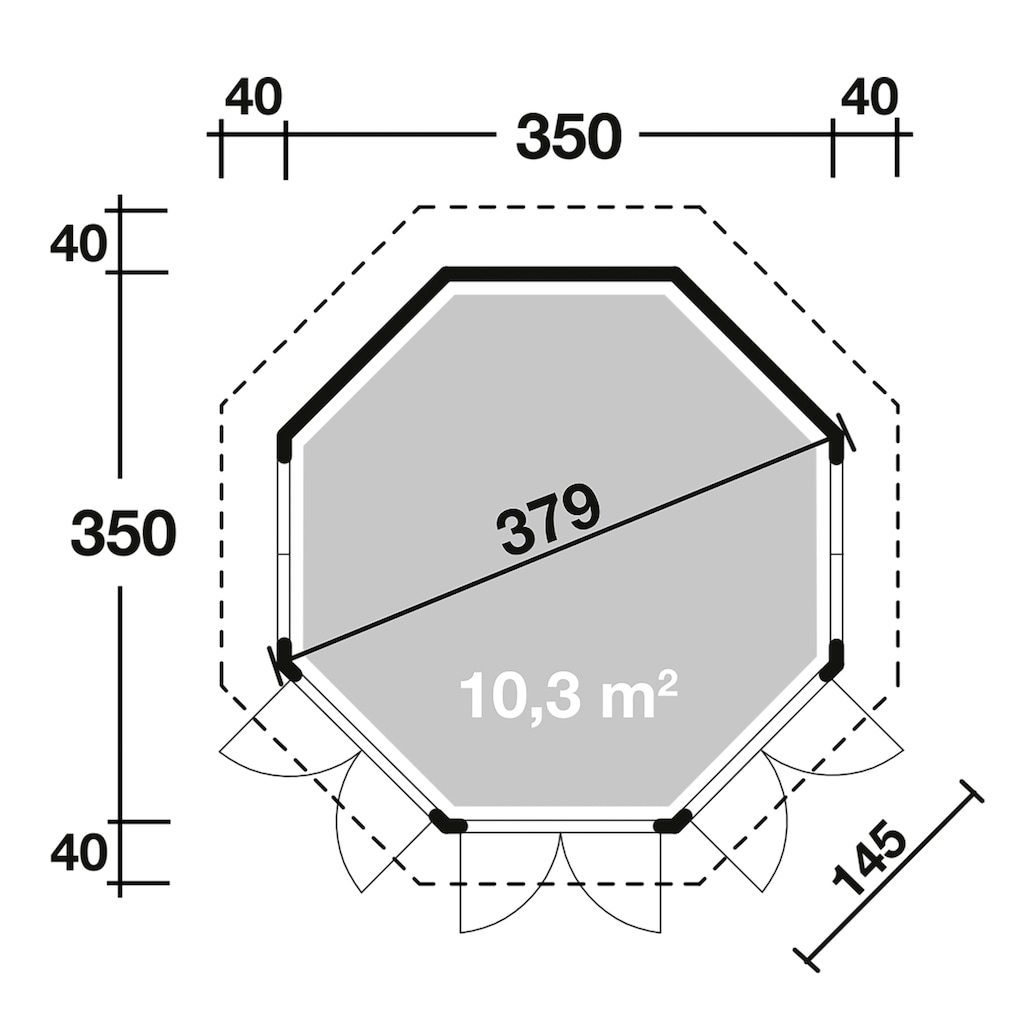 Wolff Holzpavillon »Capri 3.5«, (Set), BxT: 430x430 cm, mit Dachschindeln und Fußboden