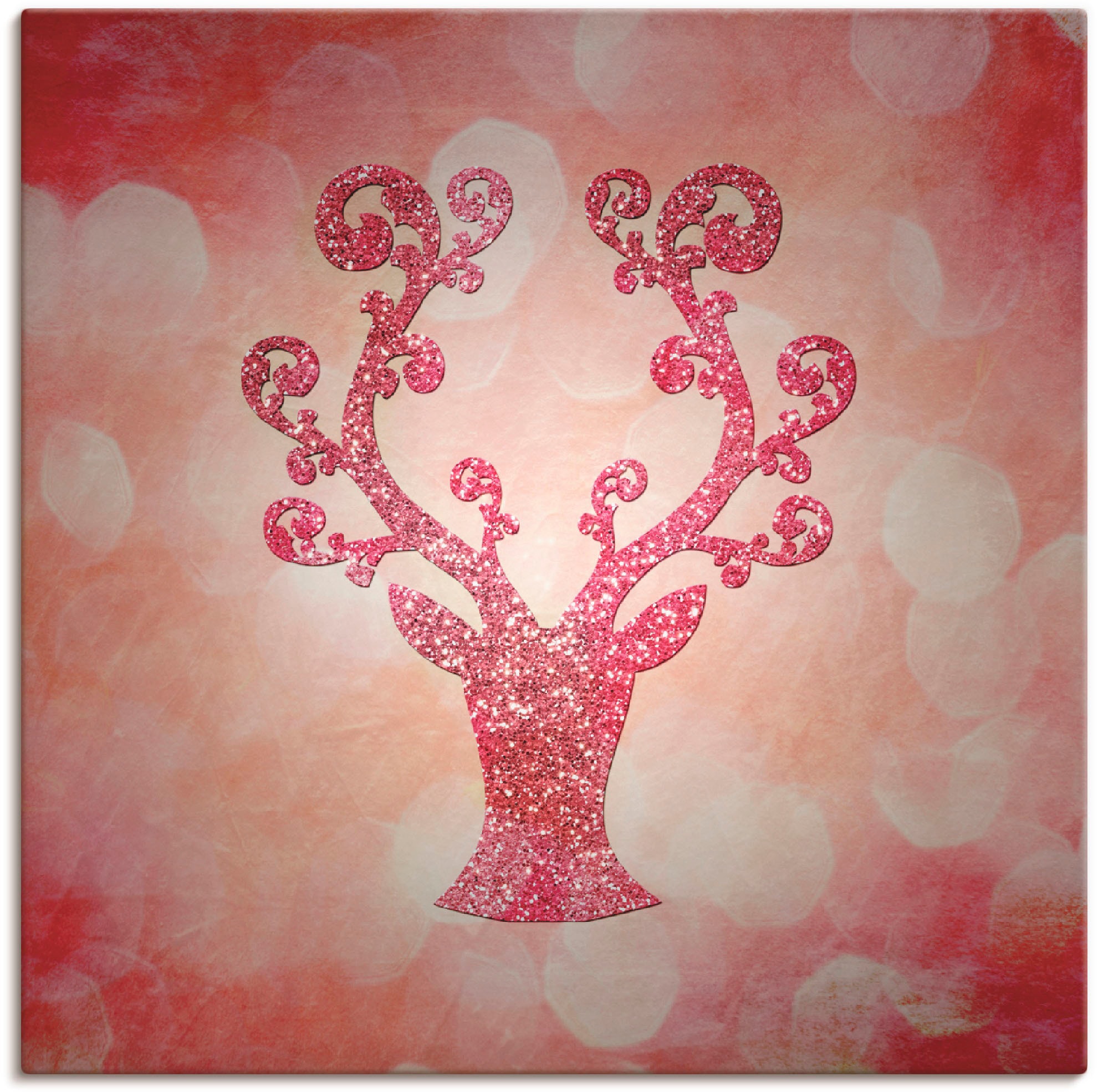 Artland Wandbild "Rosa glitzerndes Reh" Wildtiere 1 Stk. tlg. auf Holzrahme günstig online kaufen