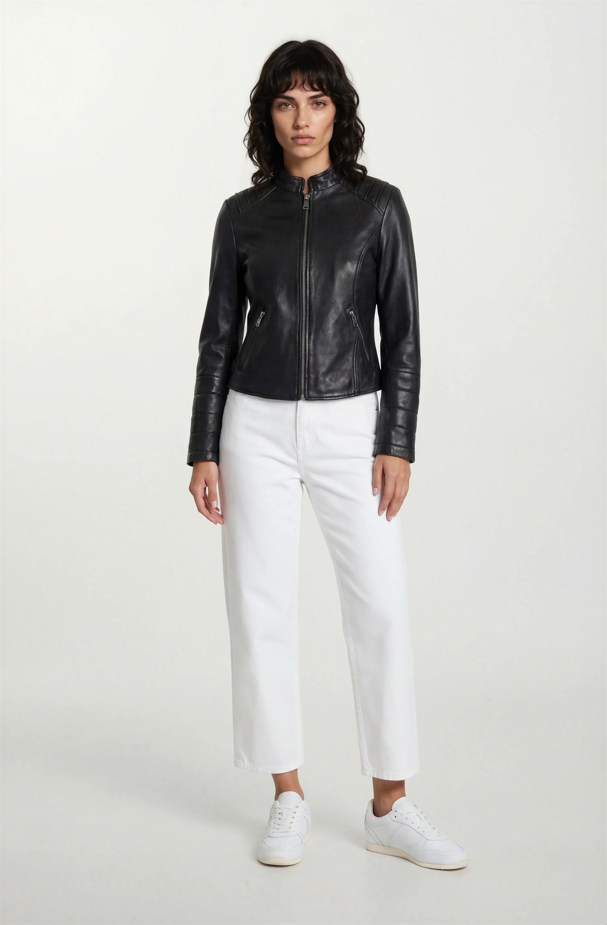 trueprodigy Lederjacke »Raegan mit Steppnähte, Stehkragen und Paspelierungen« ohne Kapuze