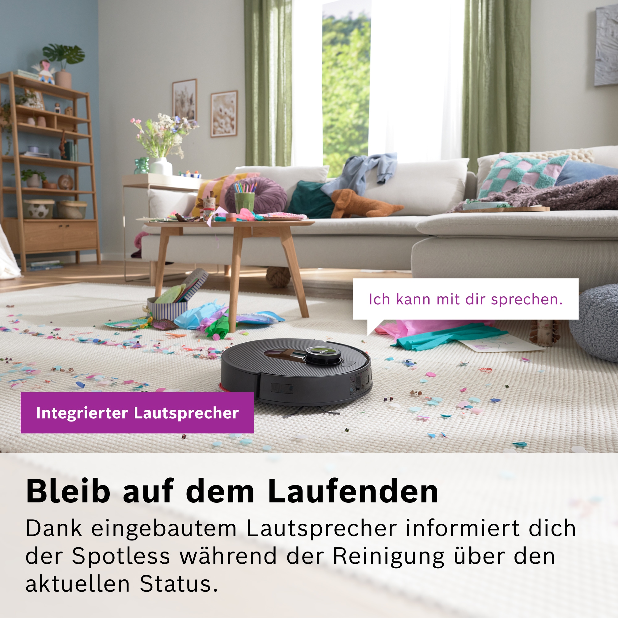BOSCH Saugroboter »Spotless Max BCRDW3B, rotierende Wischpads, 70°C Selbstreinigung«, Datensicherheit, 11.000 Pa Saugkraft, Absaugstation, Carbon Bürste