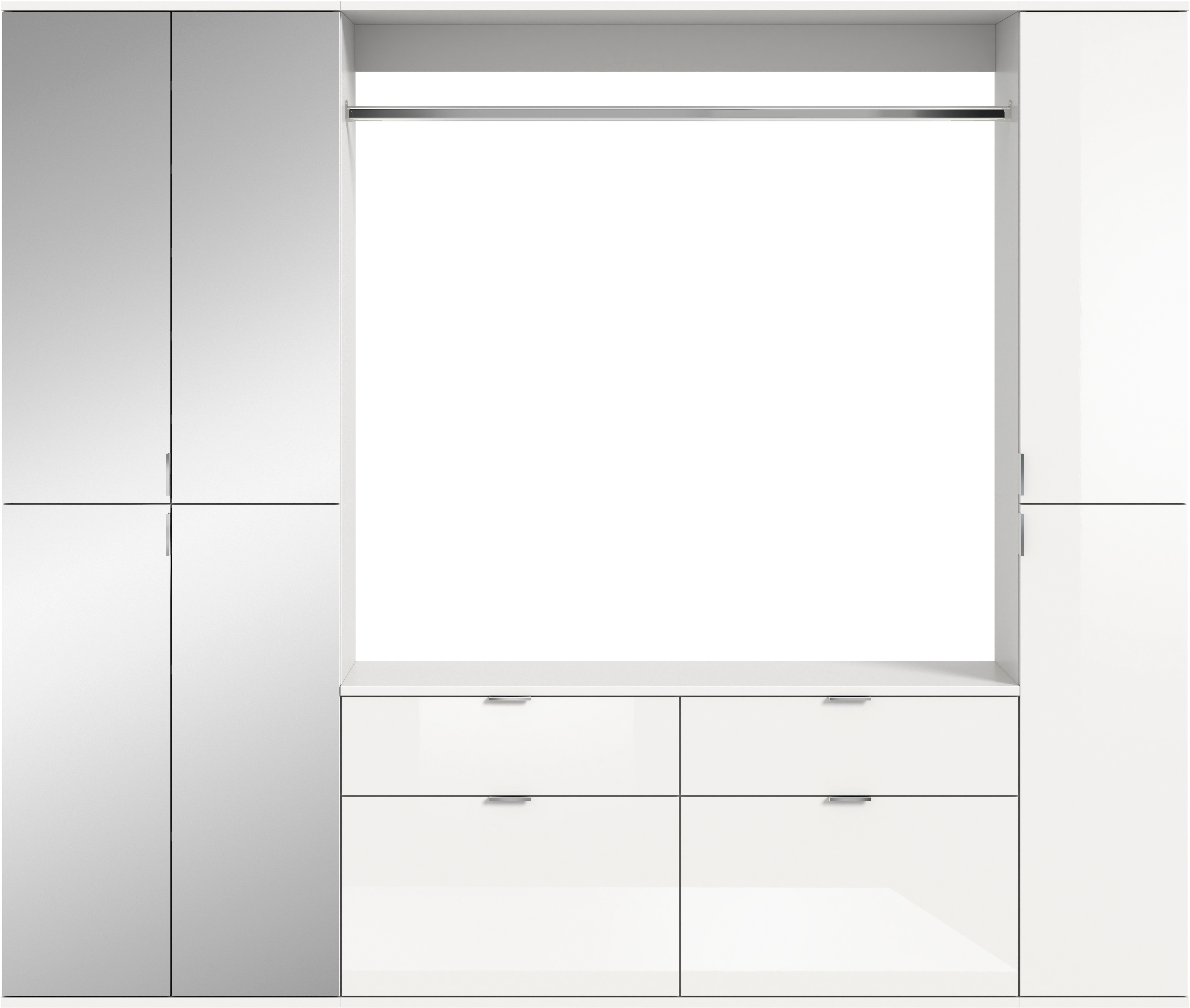 Home affaire Garderoben-Set "TRONDHEIM, 5-teilig, Breite 212cm, individuell platzier- & erweiterbar" Set, bestehend aus: 2x Garderobenschrank & 3-tlgs. Zwischenbauelement, 4 Stk. tlg.