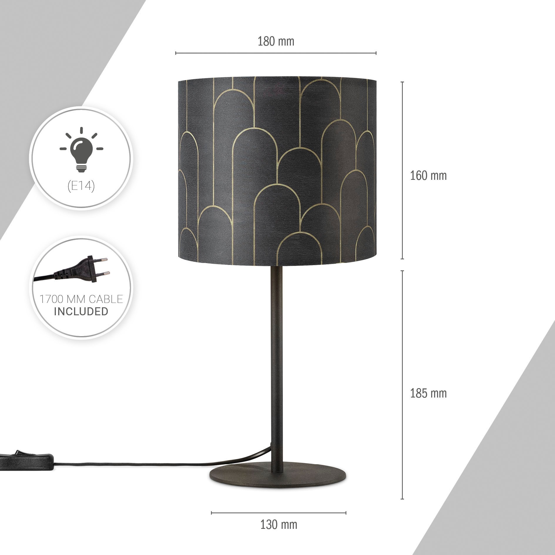 Paco Home Tischleuchte »Luca Pillar«, Leuchtmittel E14 | ohne Leuchtmittel, Nacht Mit Schirm Abstrakt Modern Stoffschirm