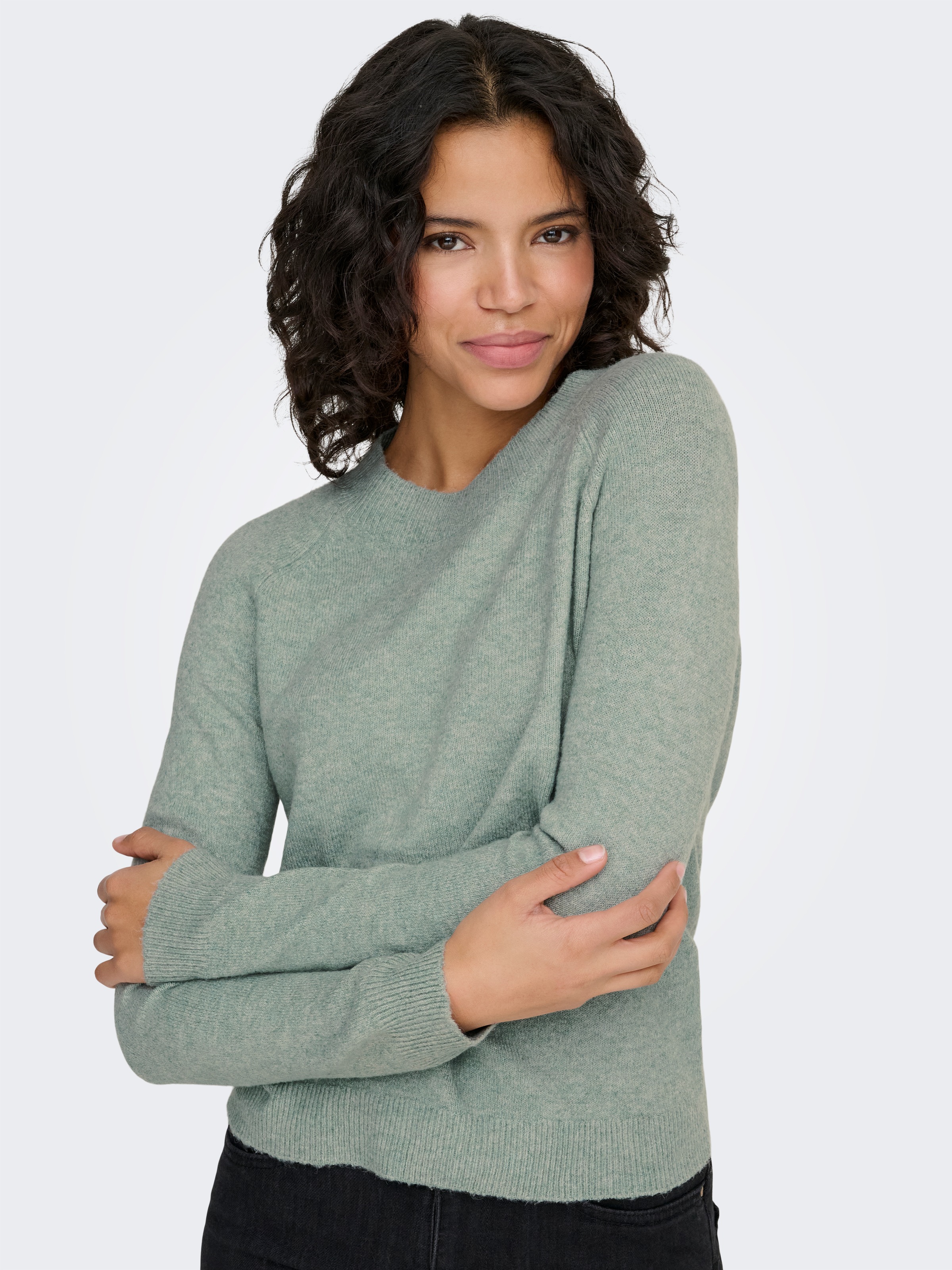 ONLY Rundhalspullover »ONLRICA LIFE L/S PULLOVER  KNT NOOS« Materialmix, regular fit