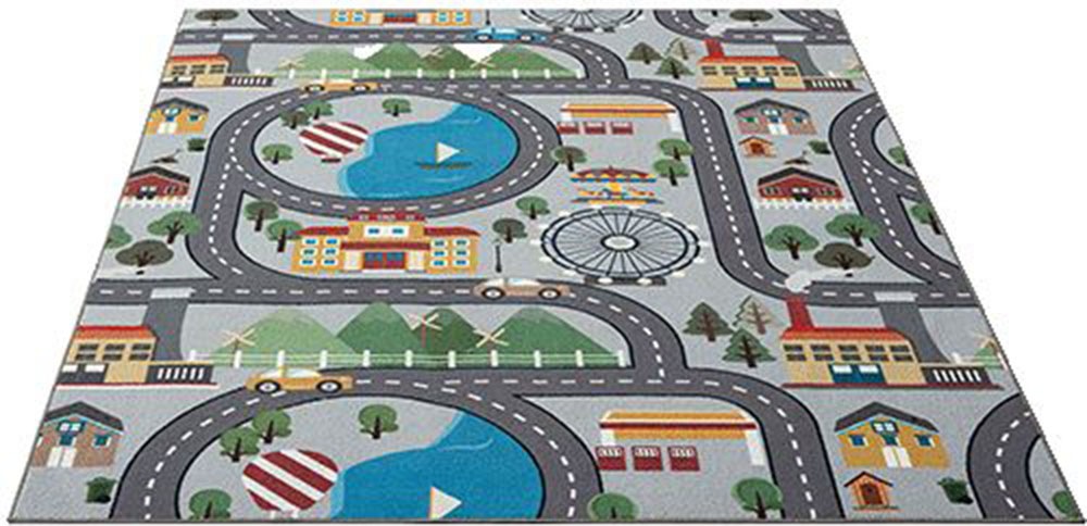 Teppich THE CARPET "Happy Life", grau, B:80cm H:4mm L:150cm, Polyester, Teppiche, Teppich, Life Kinderzimmer Teppich Spielteppich pflegeleicht 5