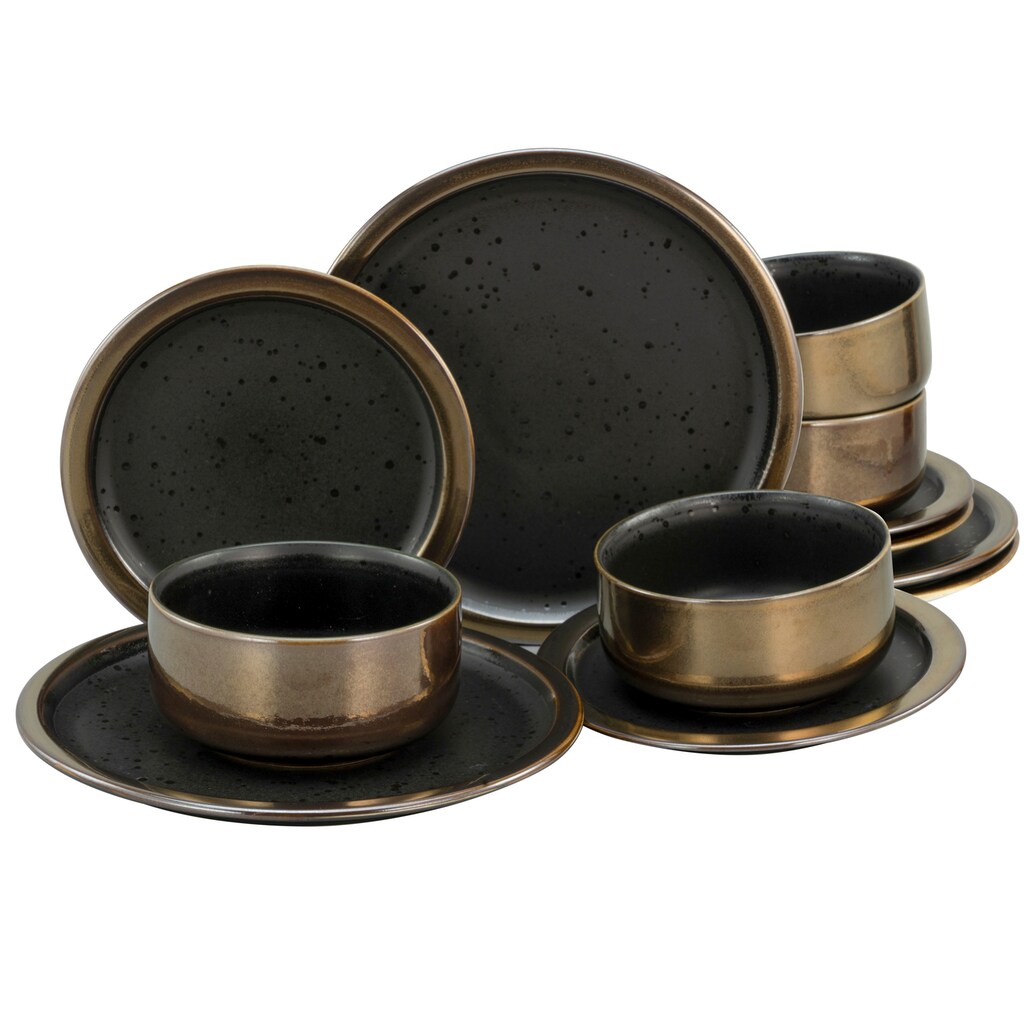 CreaTable Teller-Set »Modern Industrial«, (Set, 12 tlg., Tafelservice für 4 Personen)