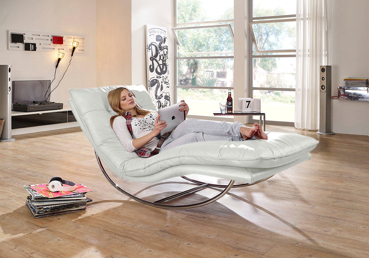 W.SCHILLIG Relaxliege "daily dreams" in Waffelkissen-Optik, Schaukelgestell Chrom glänzend, in 2 Breiten