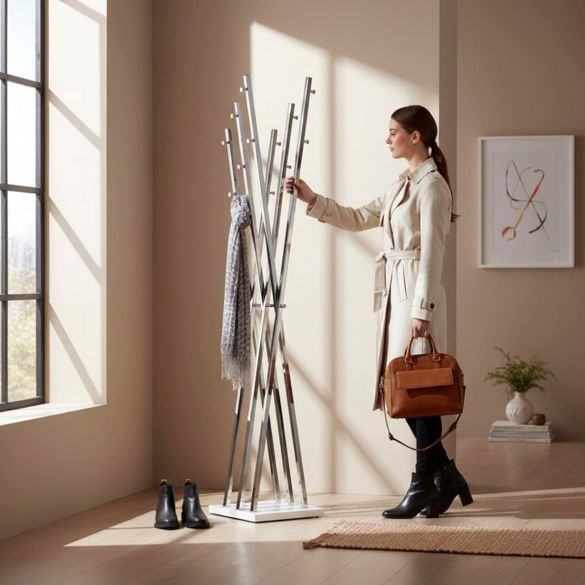 HAKU Garderobenständer »Kleiderständer, Standgarderobe« quadratisch - aus Metall Silber - B/T/H 35/35/186 cm