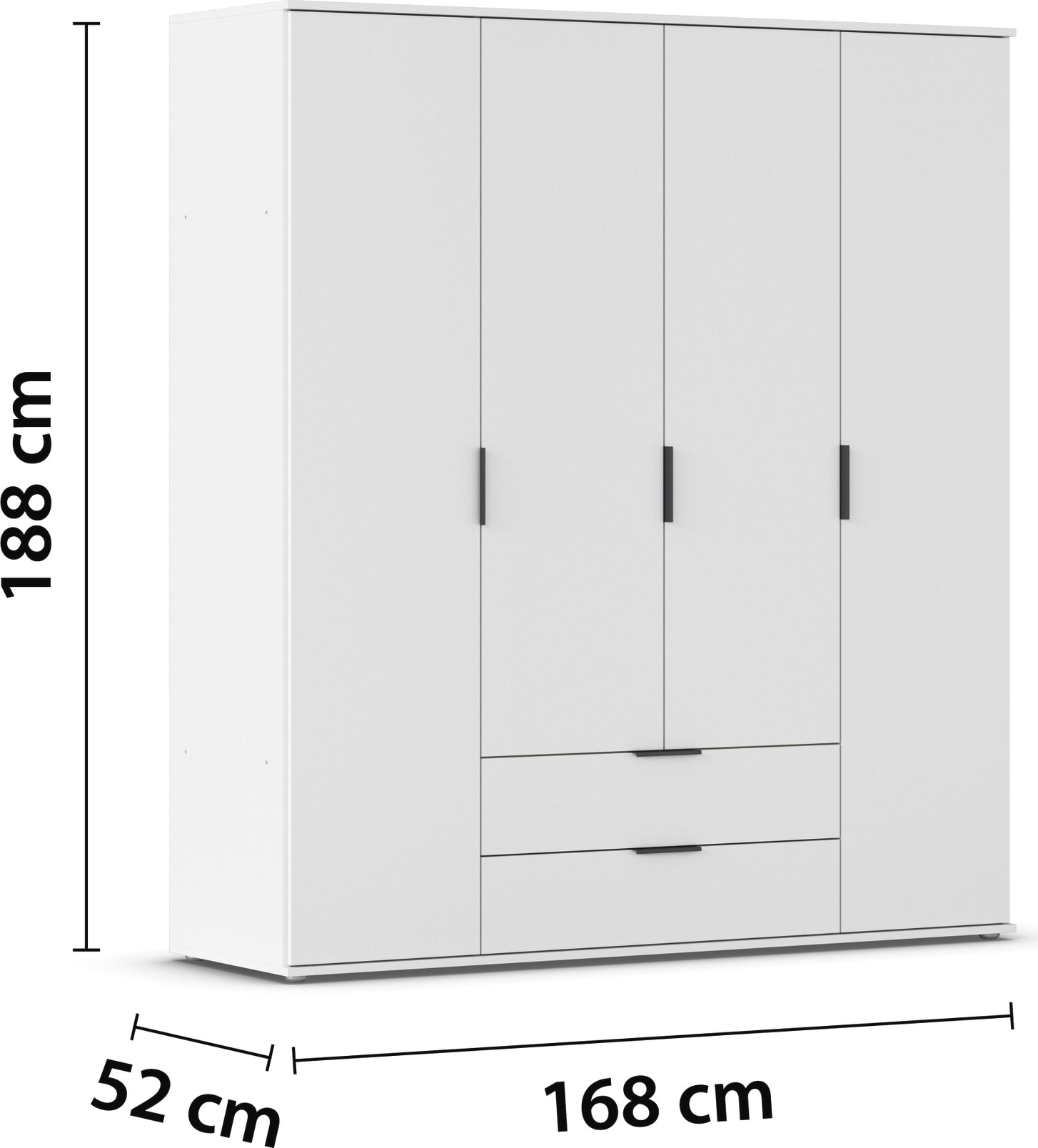 rauch Drehtürenschrank »Kleiderschrank Schrank Garderobe Wäscheschrank ESSEA in 2 Breiten«, mit 2 Schubladen, in schlichtem Design, moderne Griffe MADE IN GERMANY