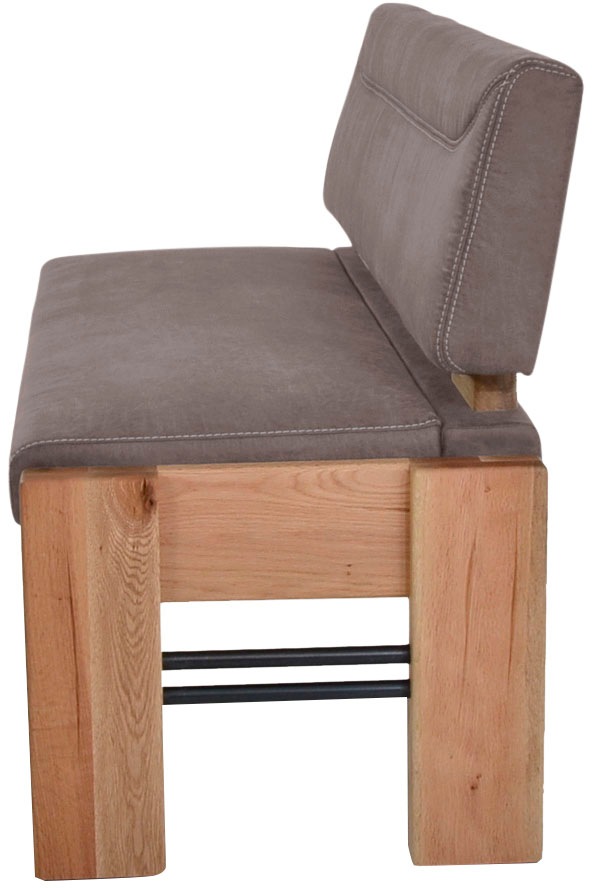 Polsterbank K+W KOMFORT & WOHNEN, braun (schwarzbraun 78, balkeneiche natur), B:161cm H:90cm T:63cm, Sitzbänke, Polsterbank, gepolsterte Stauraumbank, Massivholz, in 2 Breiten 161cm oder 181cm 3