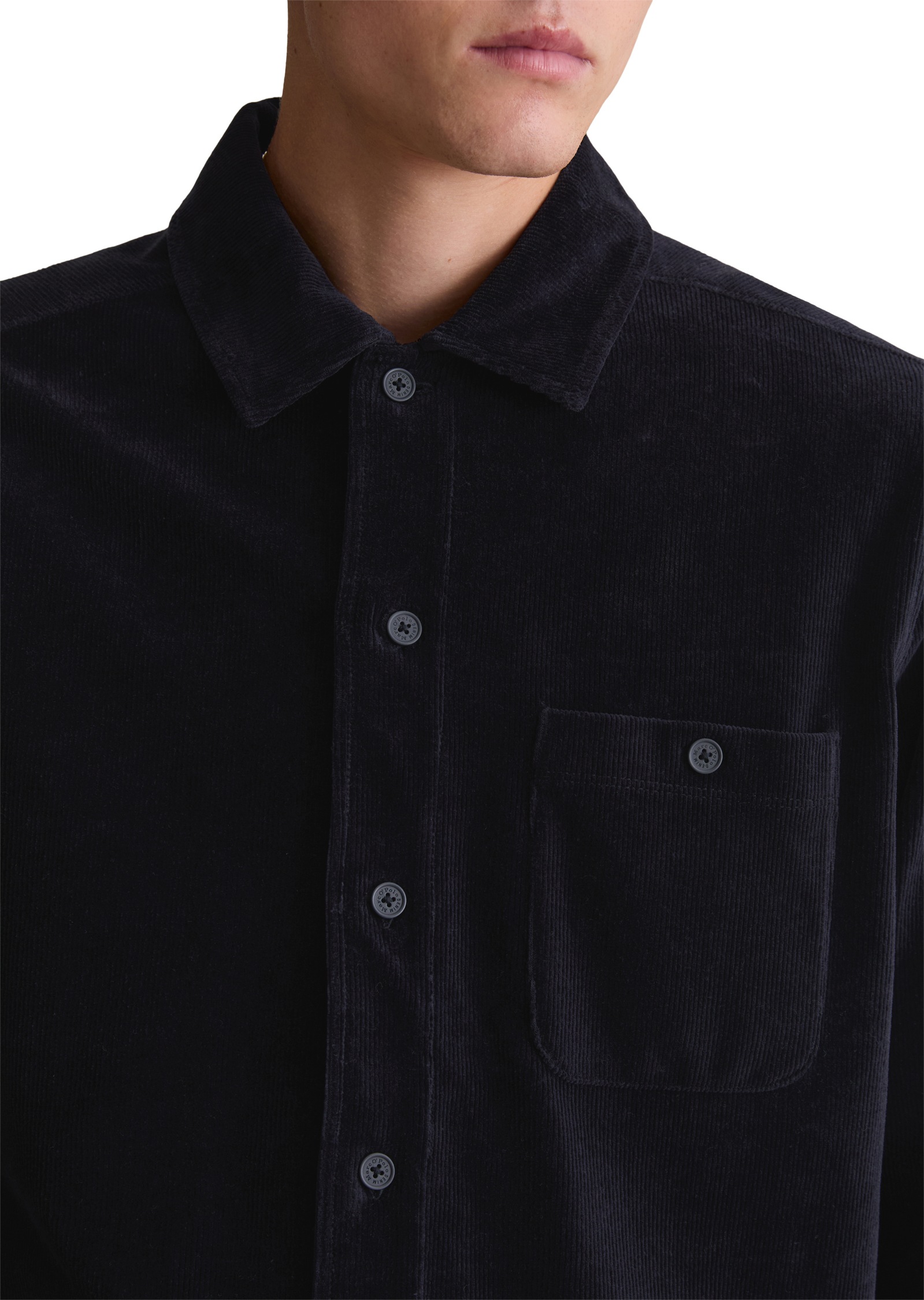 Thumbnail - Marc OPolo DENIM Langarmshirt aus softem Frottee-Cord, relaxed fit, Kentkragen