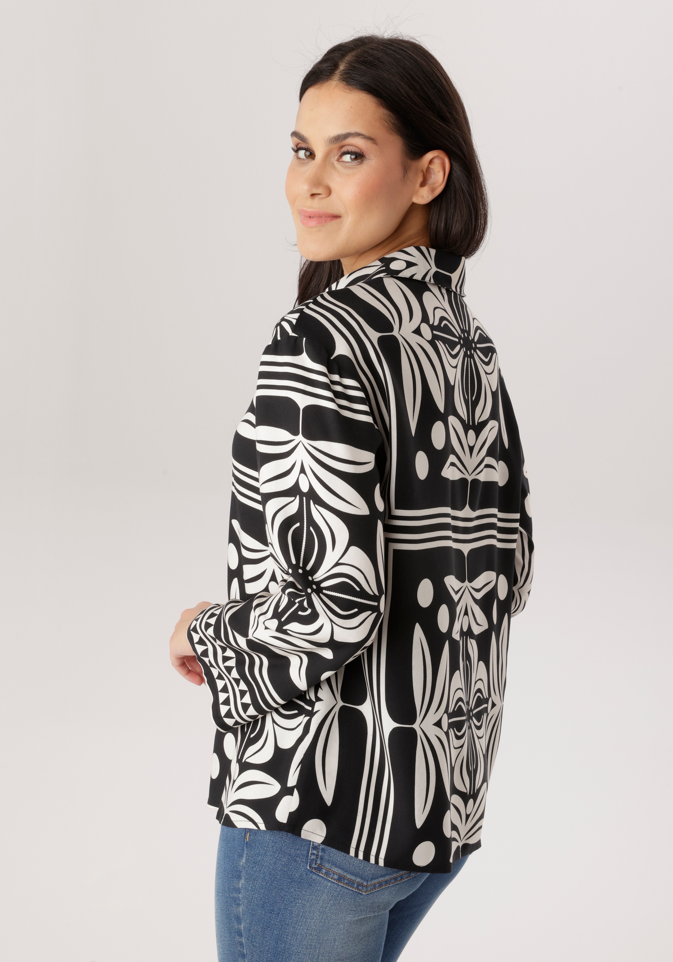 Aniston SELECTED Hemdbluse mit geometrischen Blumen-und Punktemuster- NEUE günstig online kaufen