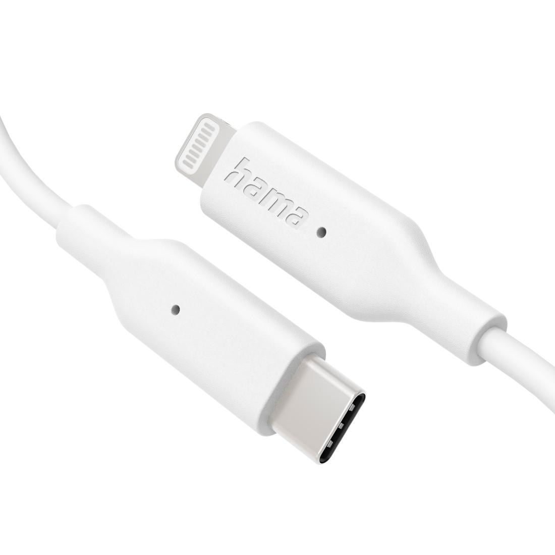 Hama USB-Kabel »USB-Kabel Ladekabel, USB-C - Lightning, 1 m, Weiß«
