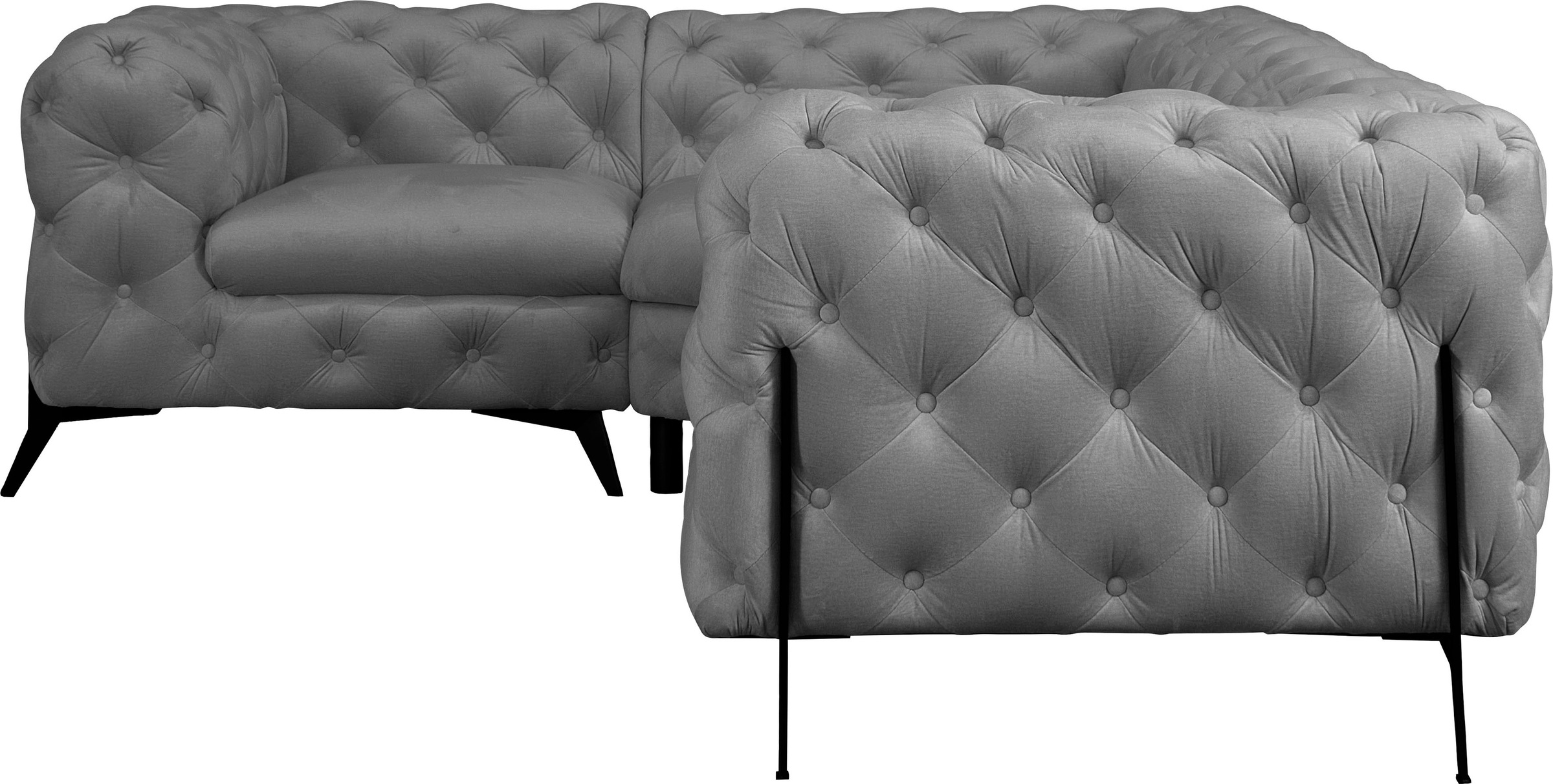 Leonique Chesterfield-Sofa »Amaury L-Form«, moderne Chersterfield-Optik, Breite 262 cm, Fußfarbe wählbar