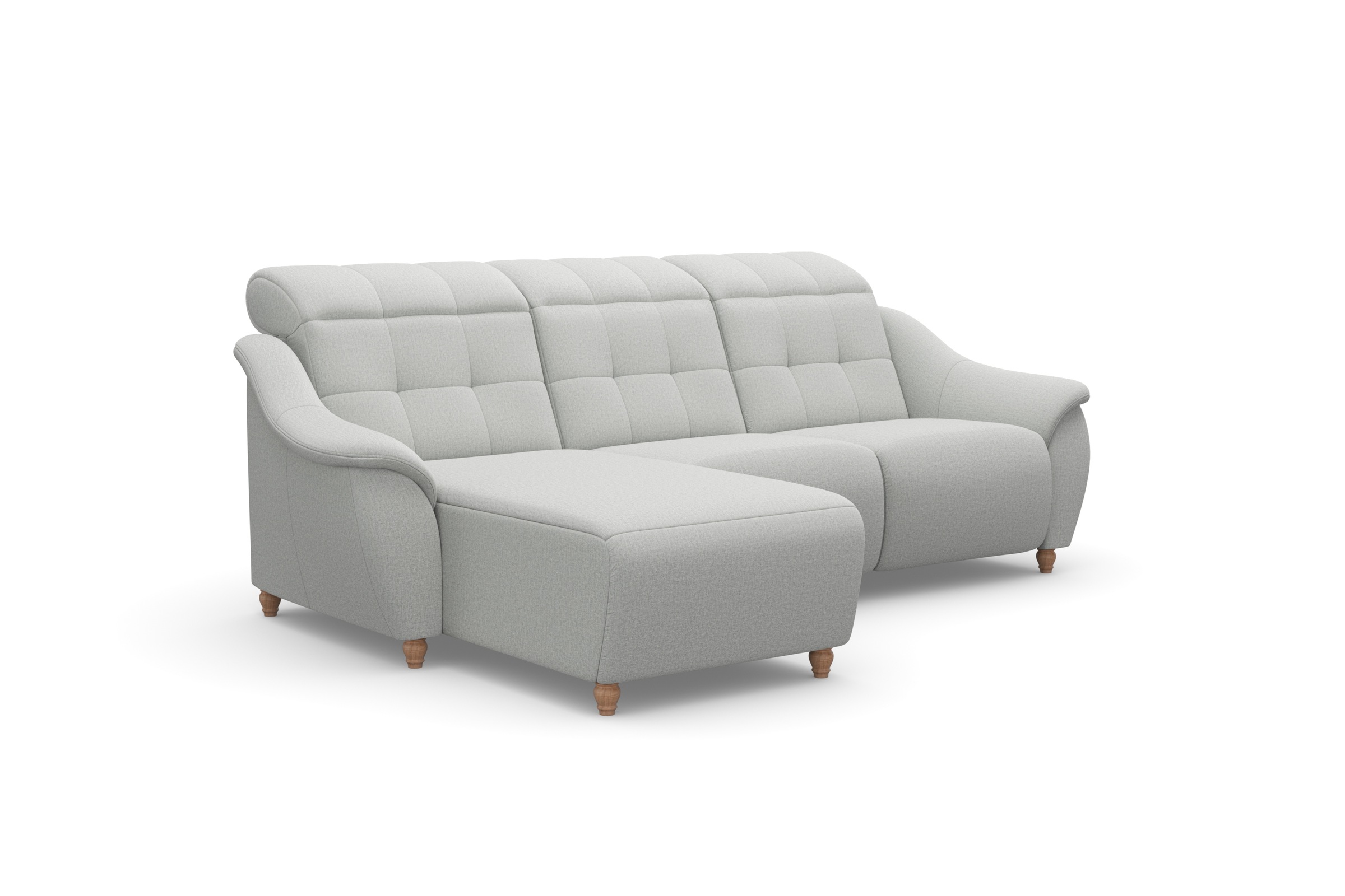 Ecksofa HOME AFFAIRE "Boston L-Form", grau (hellgrau), B:254cm T:170cm, Struktur (100% Polyester);Luxus-Microfaser Florence (100% Polyester);Chenille (100% Polyester);NaturLEDER (reines Rindsleder), Sofas, Ecksofa, Kopfteilverstellung an jeder Sitzfläche, 2