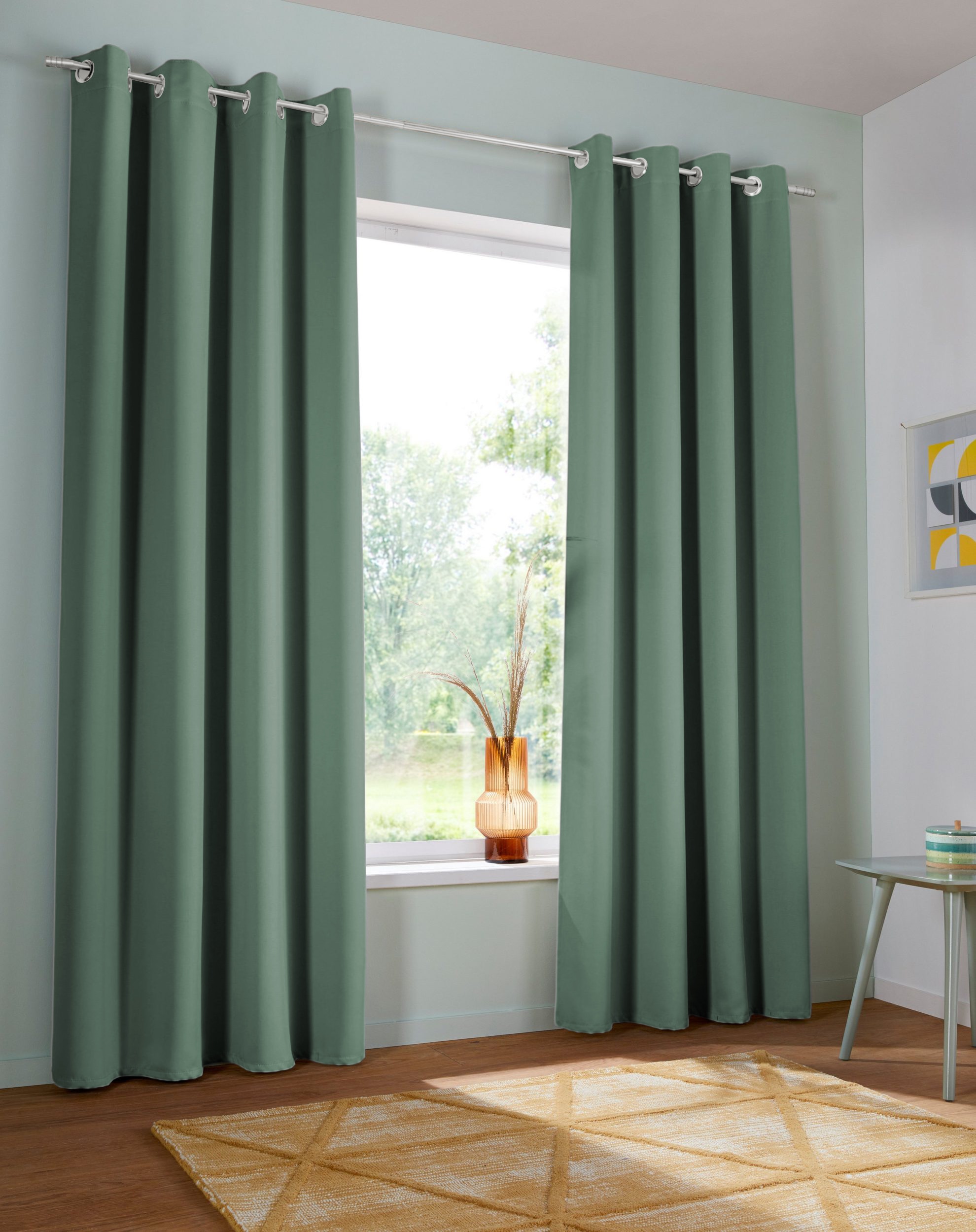 OTTO home Verdunkelungsvorhang »Solana, Ösen, verdunkelnd, 2er Set, Topseller« Ösen 2 Stk. tlg. 2-er Set, Breite 140 cm, einfarbig
