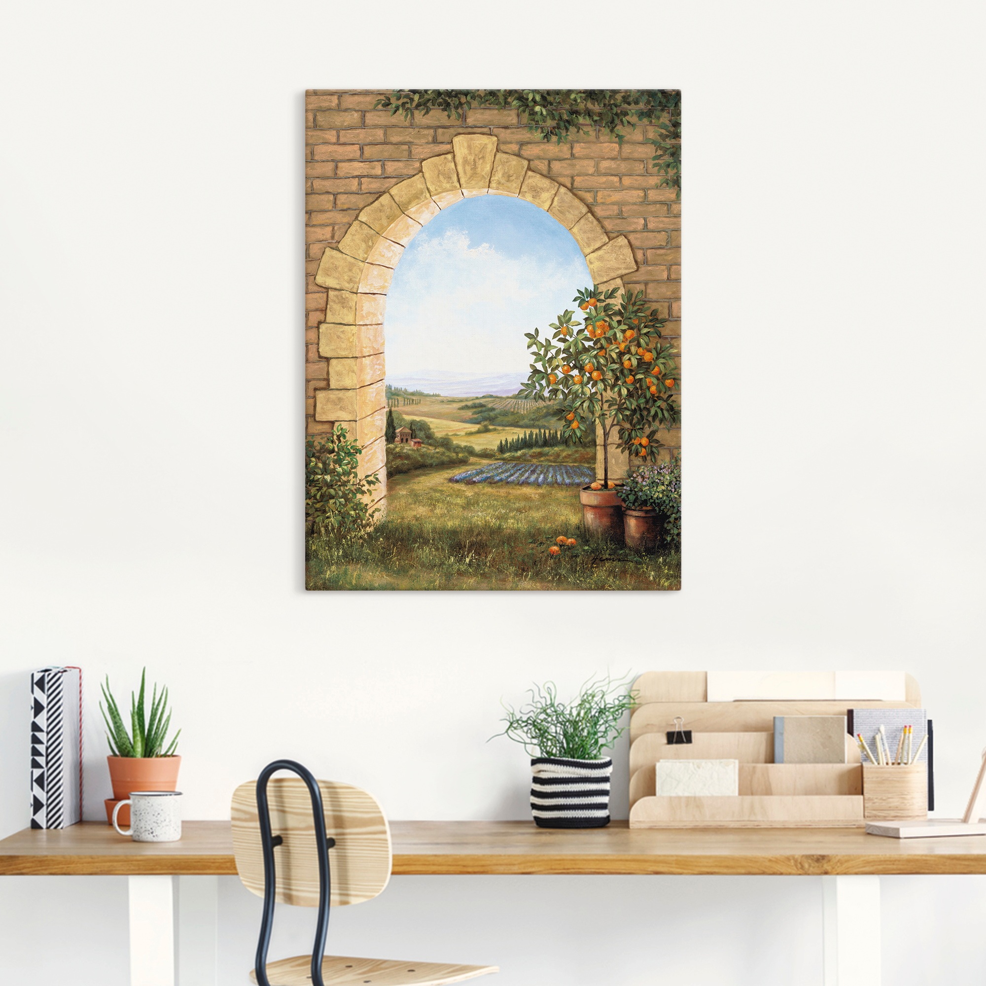 Artland Wandbild "Orangenbaum vor dem Torbogen" Fensterblick 1 Stk. tlg. al günstig online kaufen