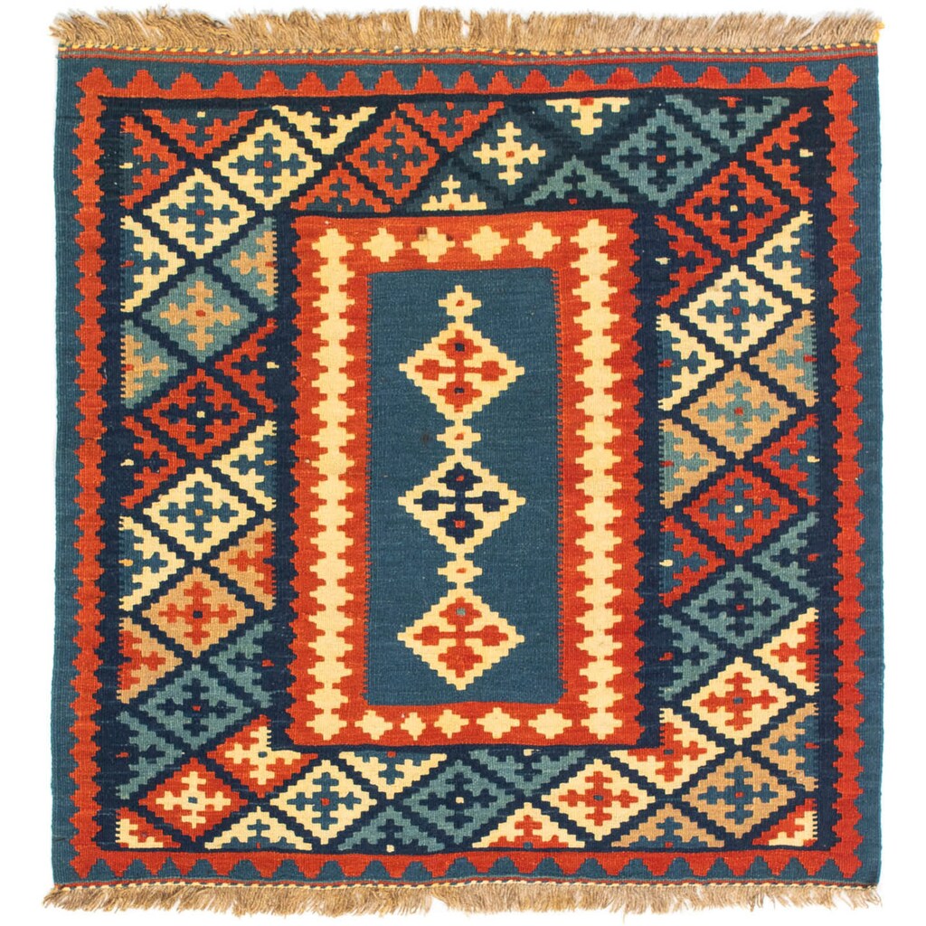 morgenland Wollteppich »Kelim - Oriental quadratisch - 100 x 100 cm - dunkelblau«, quadratisch