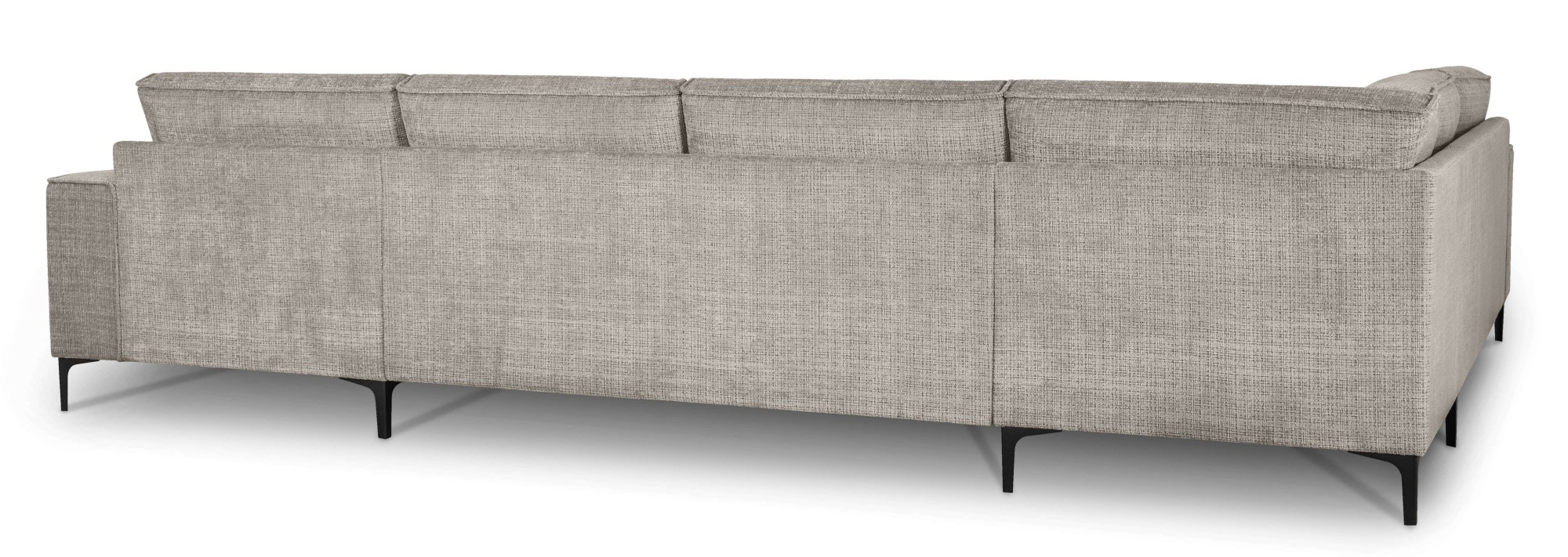 Places of Style Wohnlandschaft »XXL Sofa Oland, Struktur, Flachgewebe, Luxus-Microfaser, Boucle«, U-Form, 342 cm, Wellenunterfederung, Skandi-Design, Metallfüße