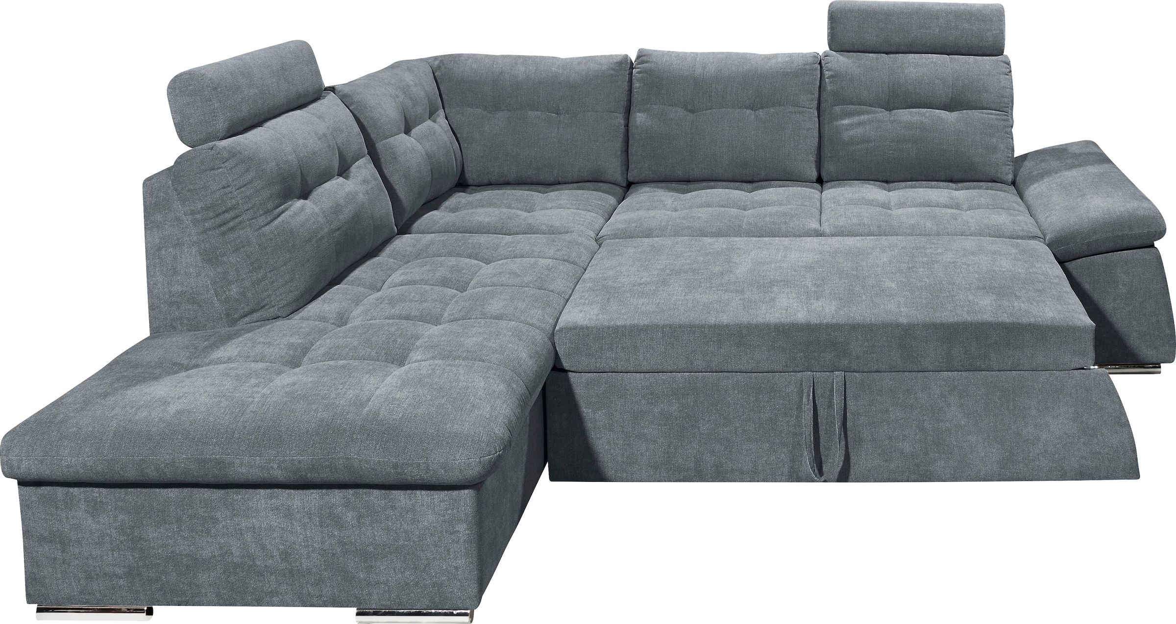 ED EXCITING DESIGN Ecksofa »Nalo L-Form«, mit Bettfunktion, Armteilverstellung, Kopfstützen & 2 Nierenkissen