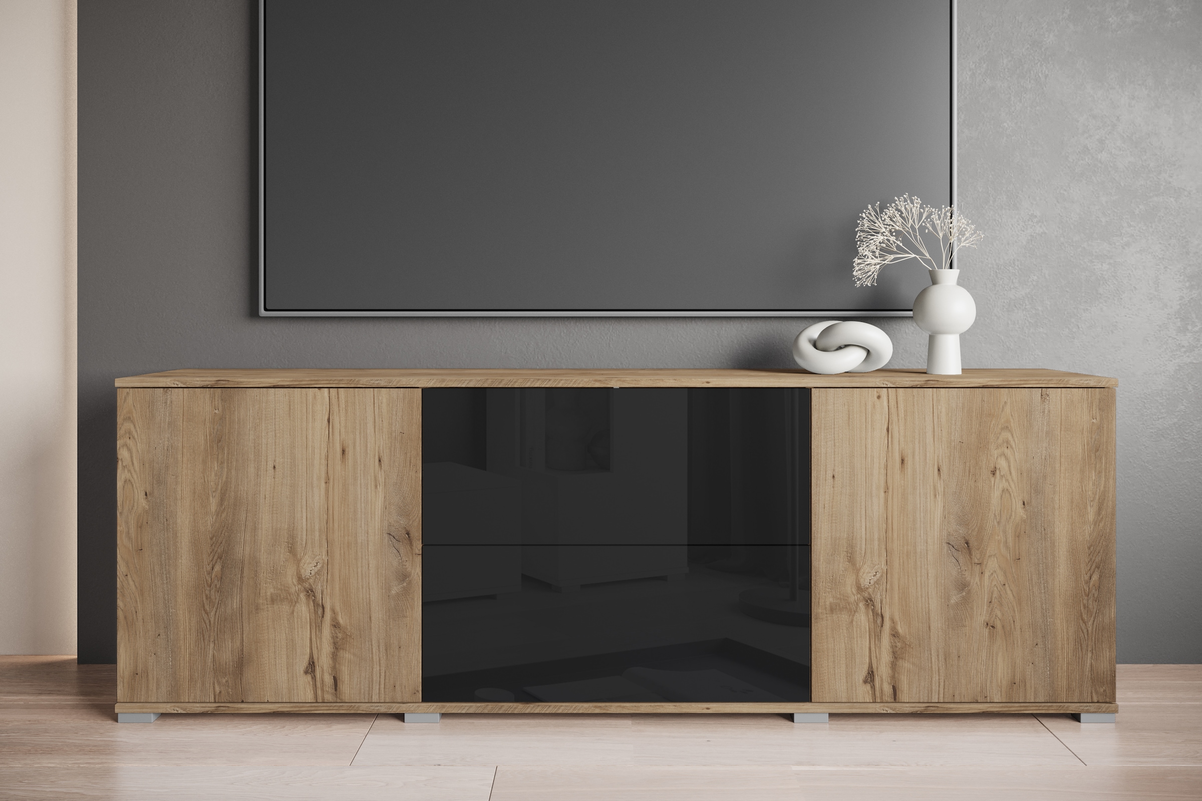 INOSIGN Lowboard »Kenia«, (1 St.), Der moderne TV-Schrank, mit 2 Türen und 2 Schubladen, Breite 180 cm