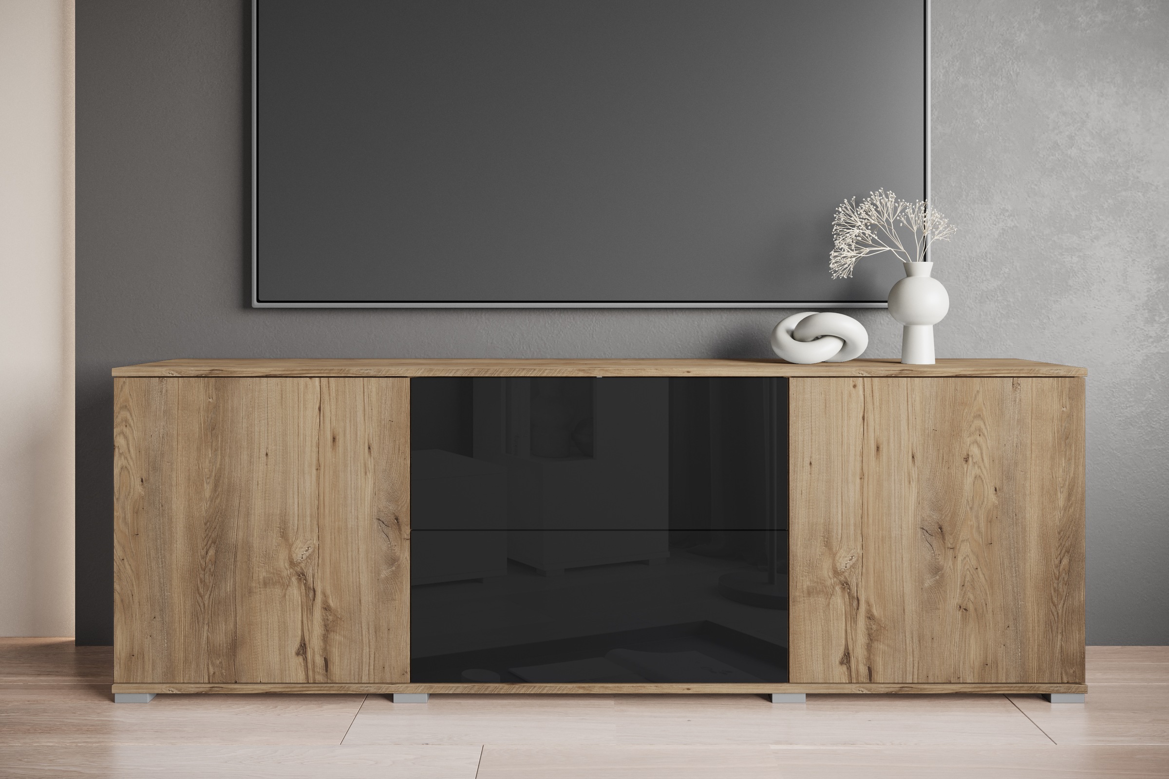 INOSIGN Lowboard "Kenia", (1 St.), Der moderne TV-Schrank, mit 2 Türen und 2 Schubladen, Breite 180 cm