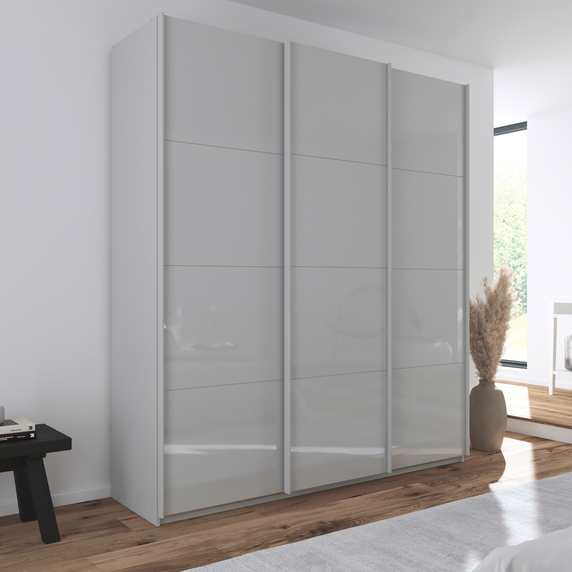 rauch Schwebetürenschrank »Kleiderschrank Schrank Garderobe AGORDO mit Glasfront«, durchdachte Innenausstattung, in 4 Breiten und 2 Höhen MADE IN GERMANY