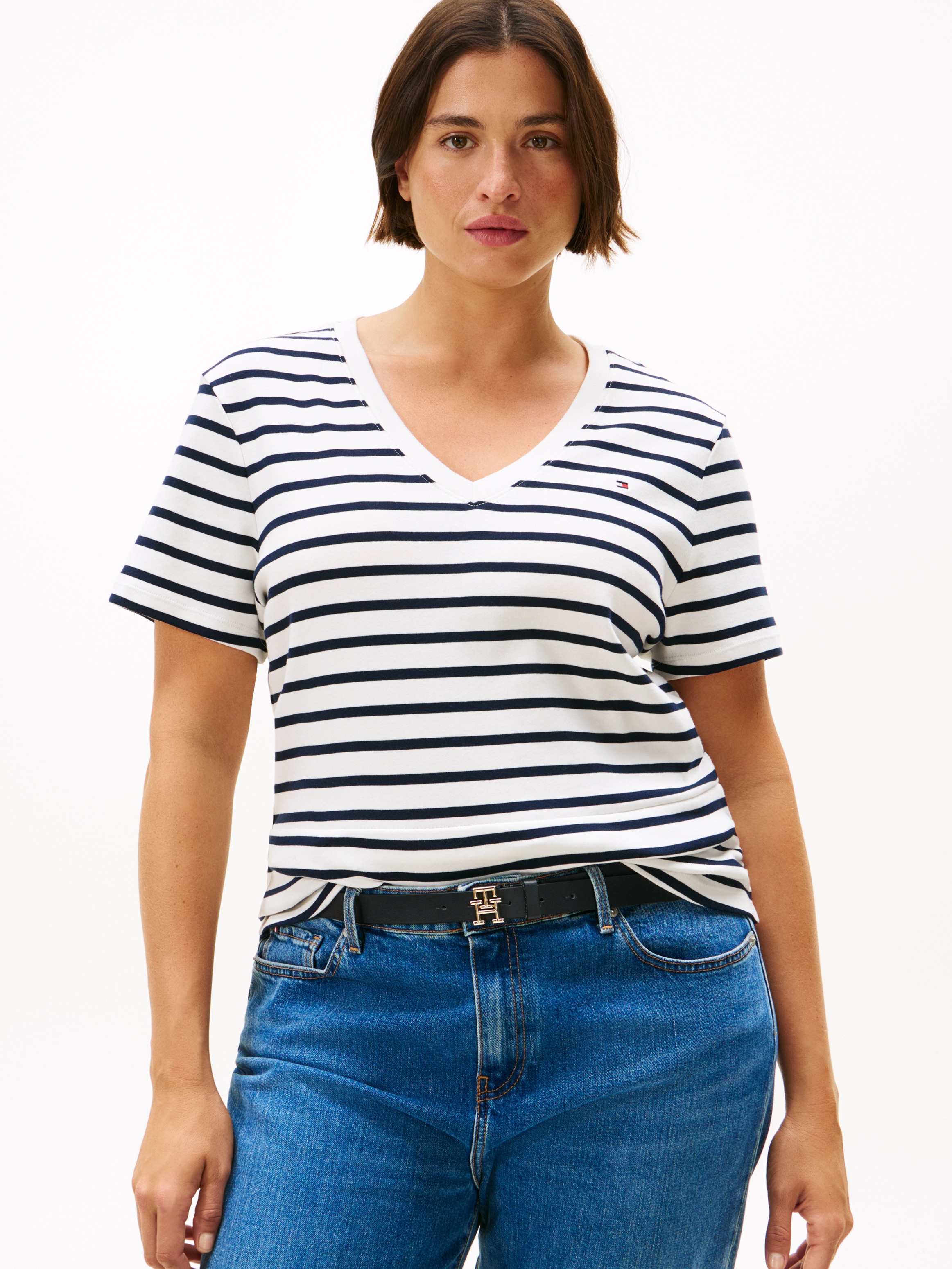 Tommy Hilfiger Curve "CRV SLIM CODY V-NK SS" in großen Größen günstig online kaufen