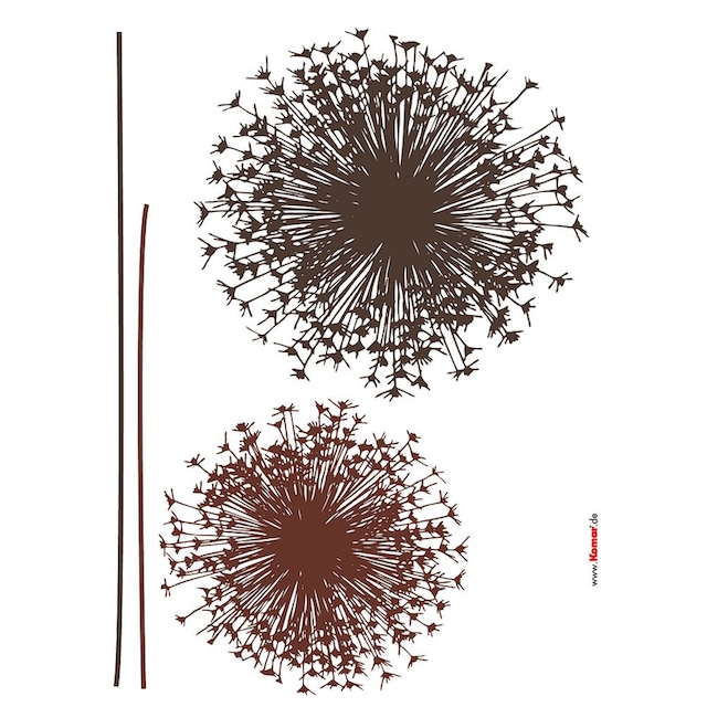 Komar Wandtattoo »Pusteblume«, (4 St.), 50x70 cm (Breite x Höhe), selbstklebendes  Wandtattoo | BAUR
